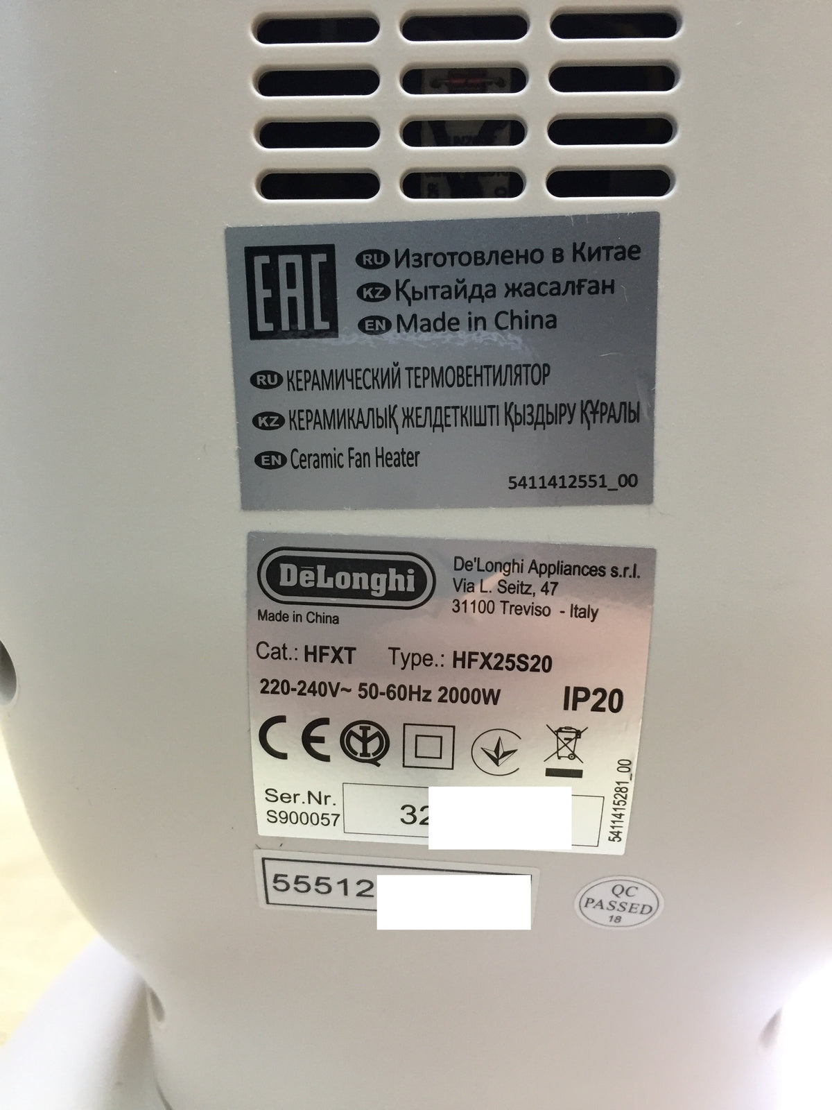 De'Longhi HFX25S20 fan heater, 2000W, I29123