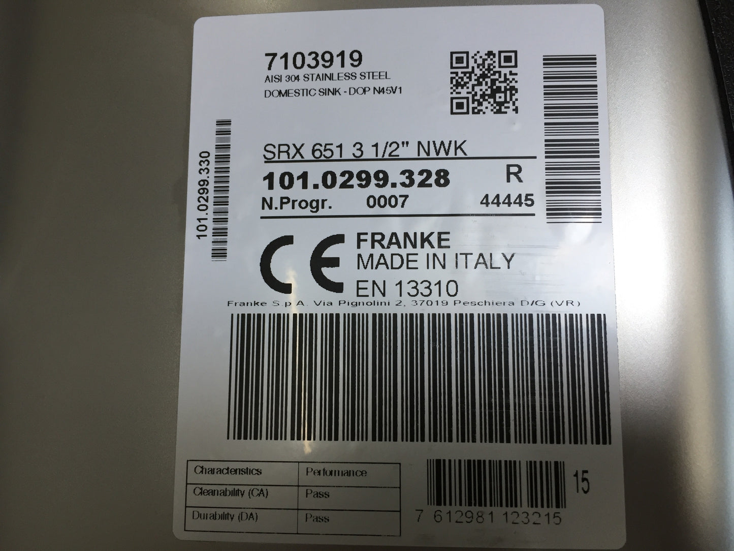 Franke SRX 651 101.0368.322 Küchenspüle 100 x 50 cm, Edelstahl, I17359