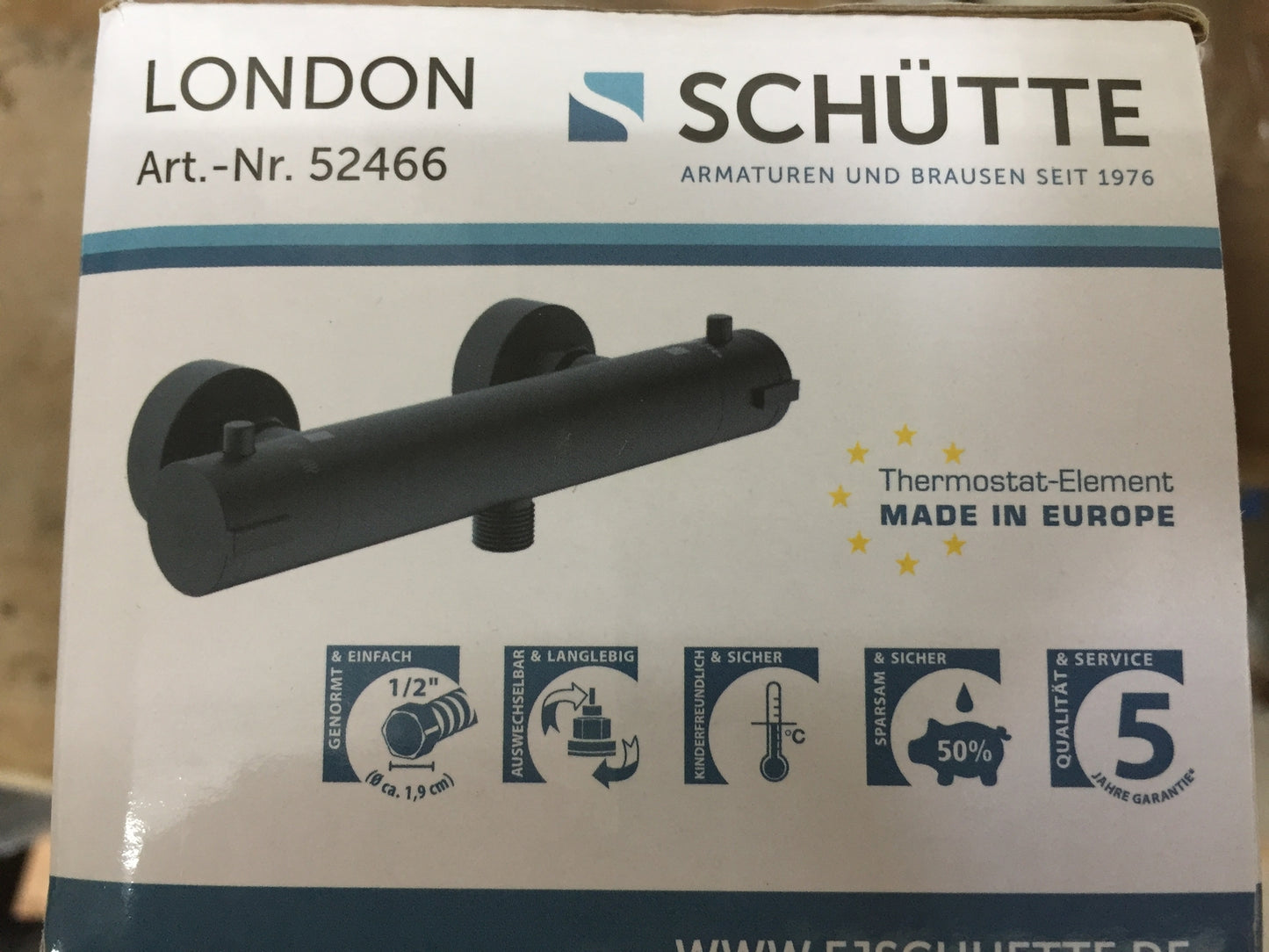 SCHÜTTE 52466 LONDON thermostatic shower mixer black, I31907