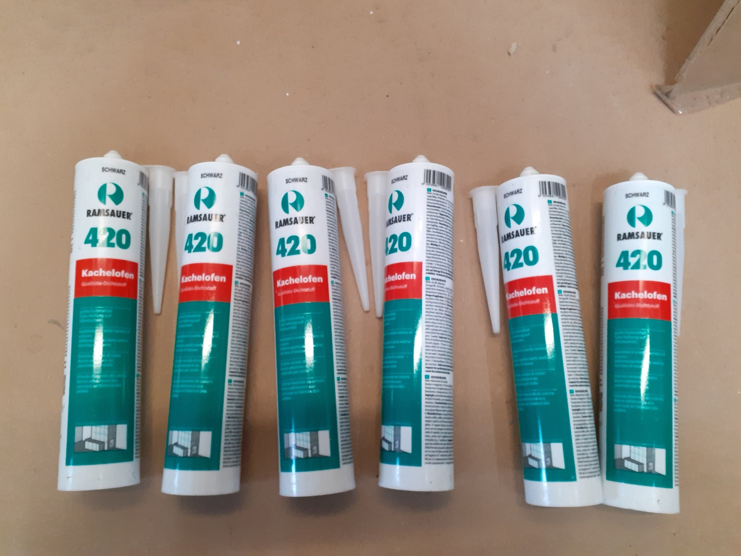 25,81€/L Ramsauer 420 Kachelofen Dichtstoff 310 ml schwarz, 6x Kartusche, I09288