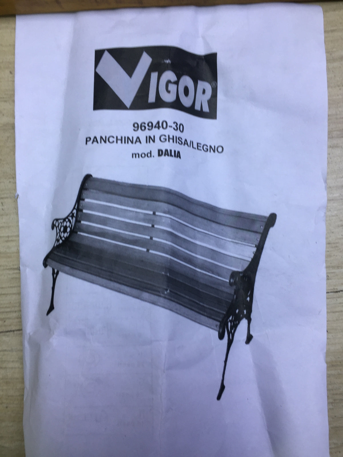 Vigor 9694030 Bench, cast iron/wood, I31790