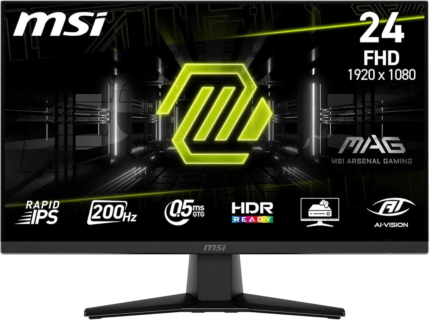 MSI MAG 242F Monitor 23.8" FHD 1920x1080 HDR DP HDMI AMD FreeSync 200Hz 0.5ms