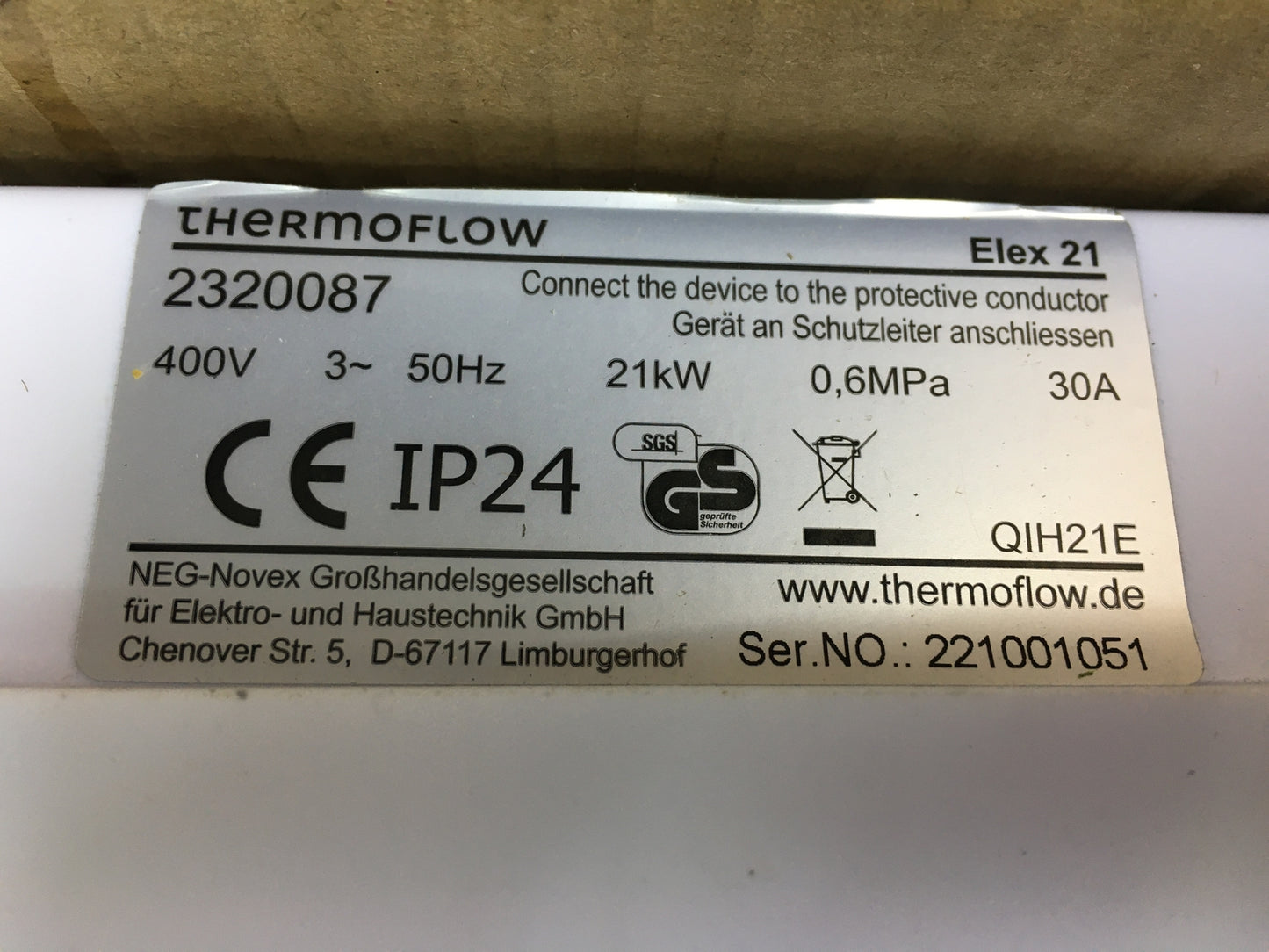 Thermoflow ELEX21 instantaneous water heater, 400 V, EEK:A, I31251