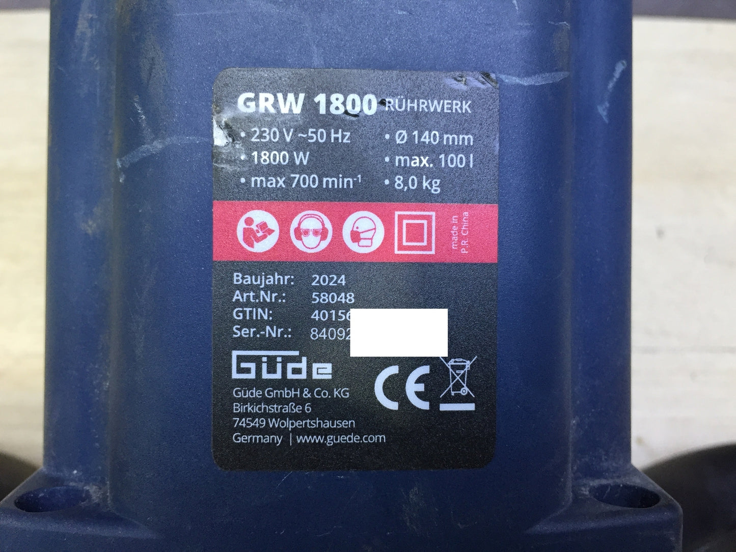 Güde GRW 1800 agitator 1800 W (58048) without 2 agitators, I32805