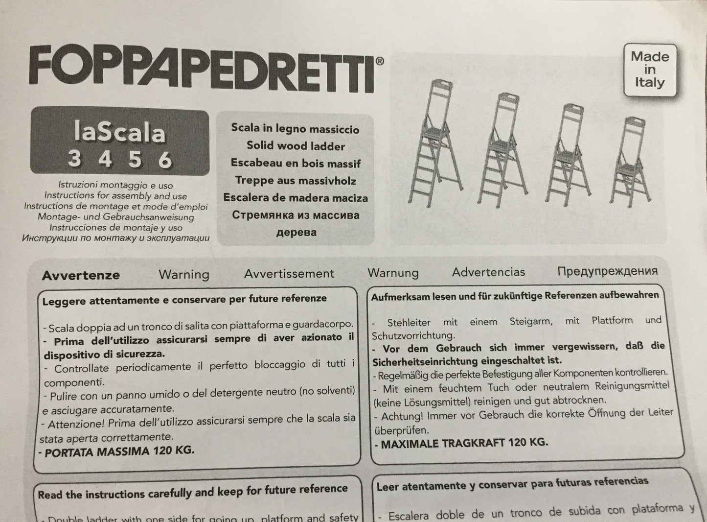 FoppaPedretti 9900380003 Wooden ladder 6 steps Naturale, I32948