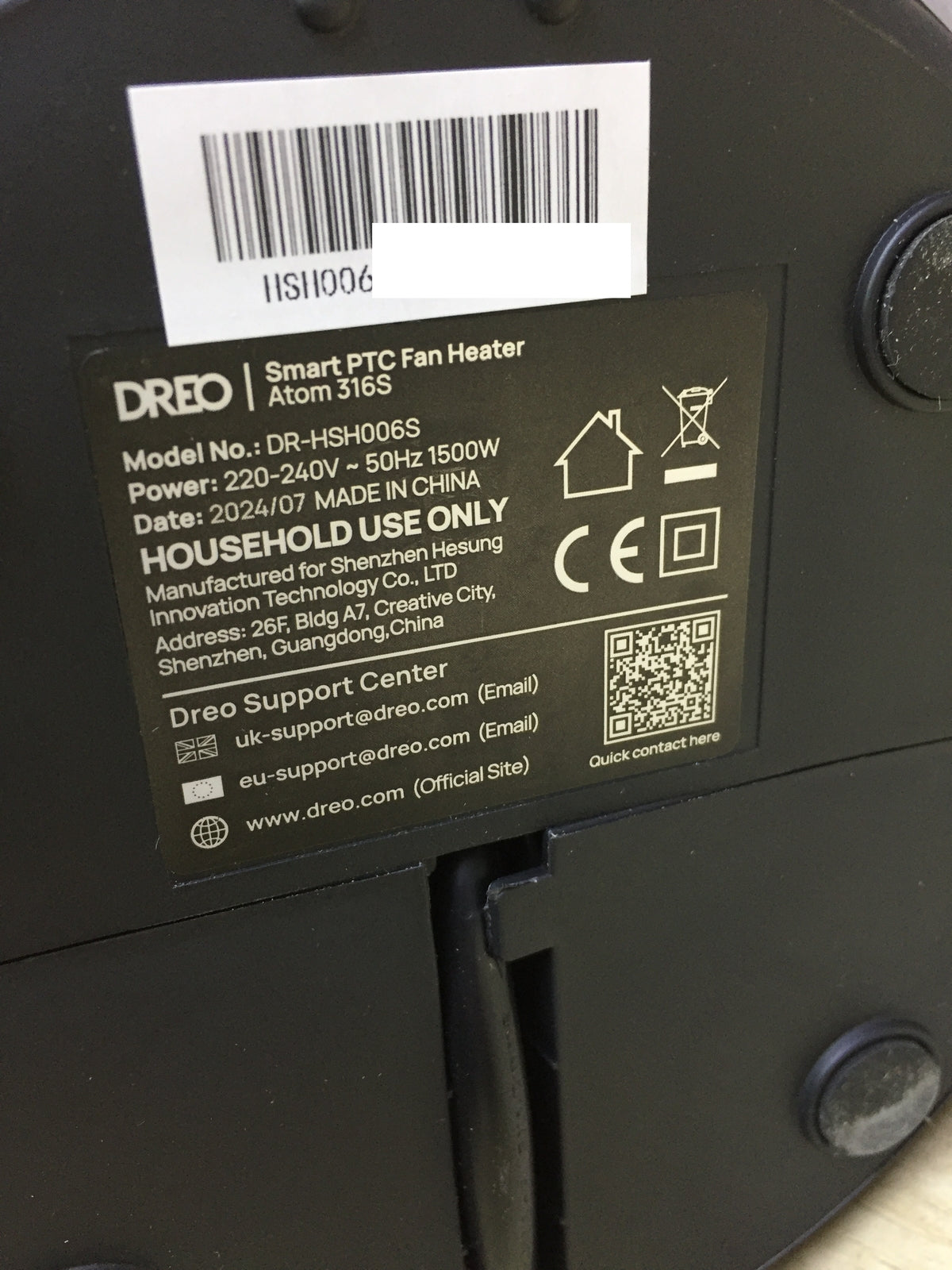 Dreo DR-HSH006S Energy-saving fan heater, 1500W, I32008