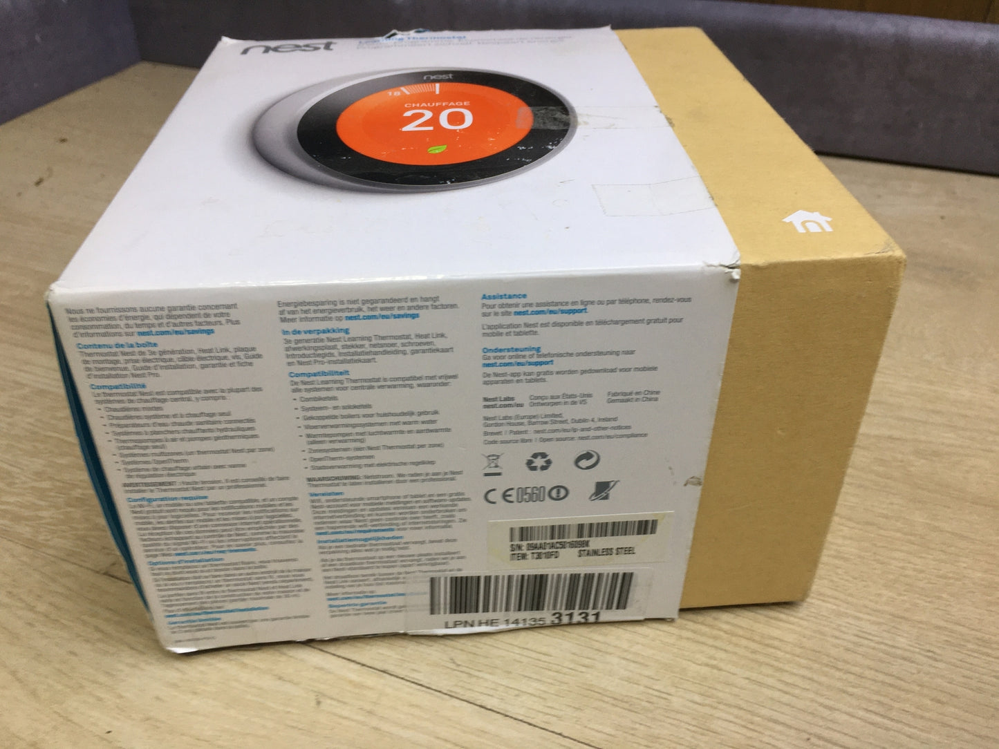 Nest Lernfähiger Thermostat Dritte Generation T3010FD, silber, I31281