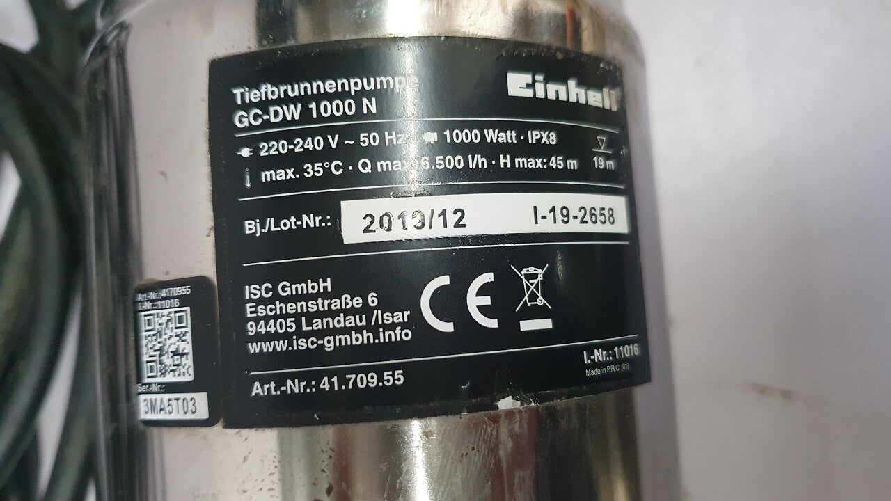 Einhell GC-DW 1000N Elektro-Tiefbrunnenpumpe (4170955) DEFEKT!! Y08057