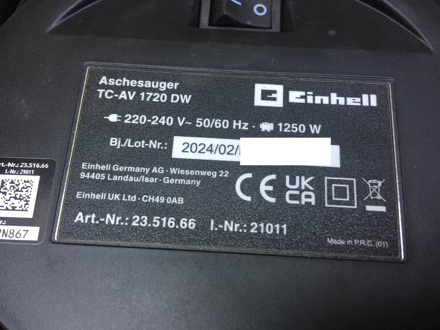Einhell TC-AV 1720 DW ash vacuum cleaner 1250W 20l (2351666), I32150