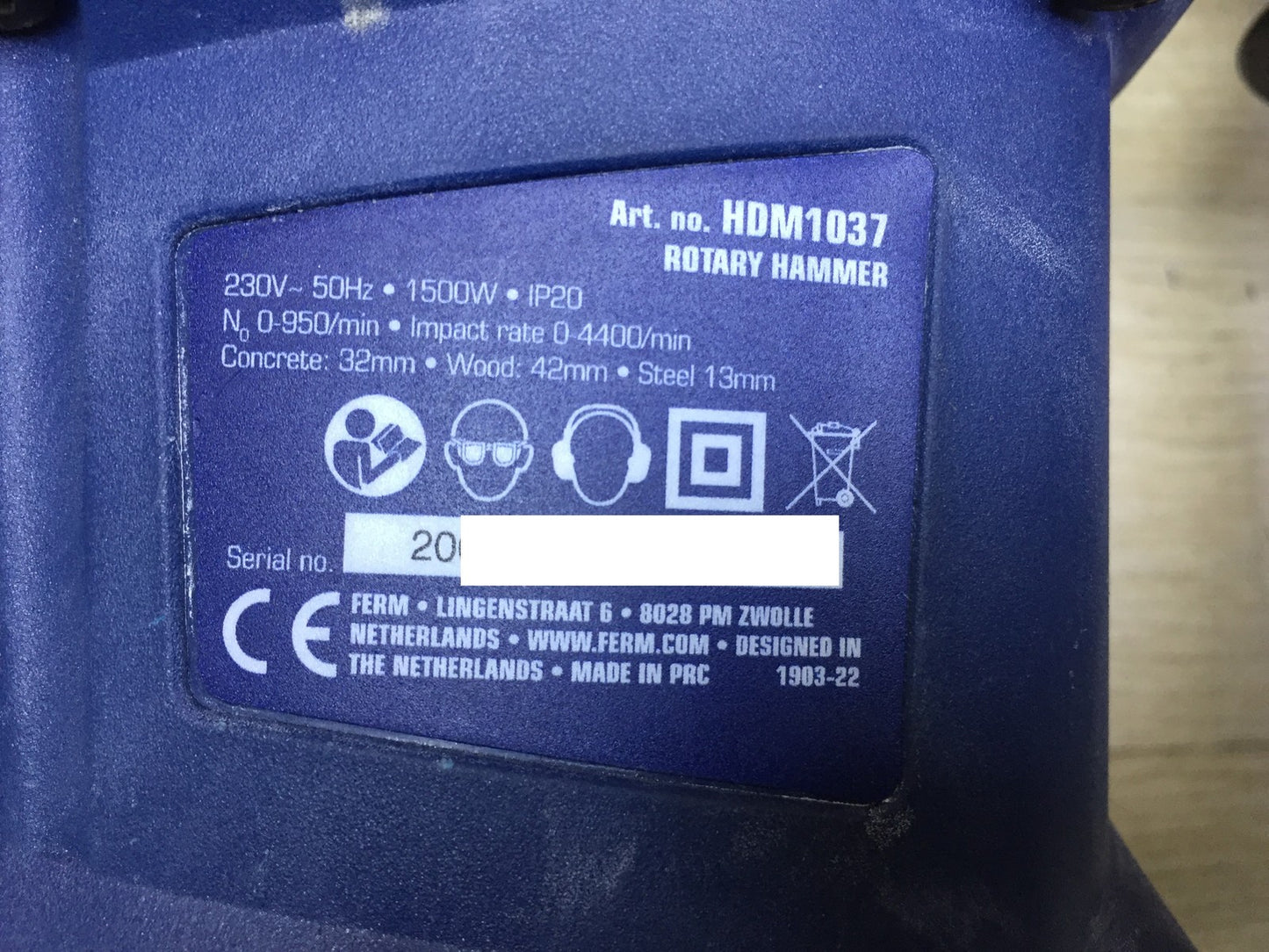 FERM HDM1037 Bohrhammer 1500W, Hammerbohrer und Meißelbohrer, I33508