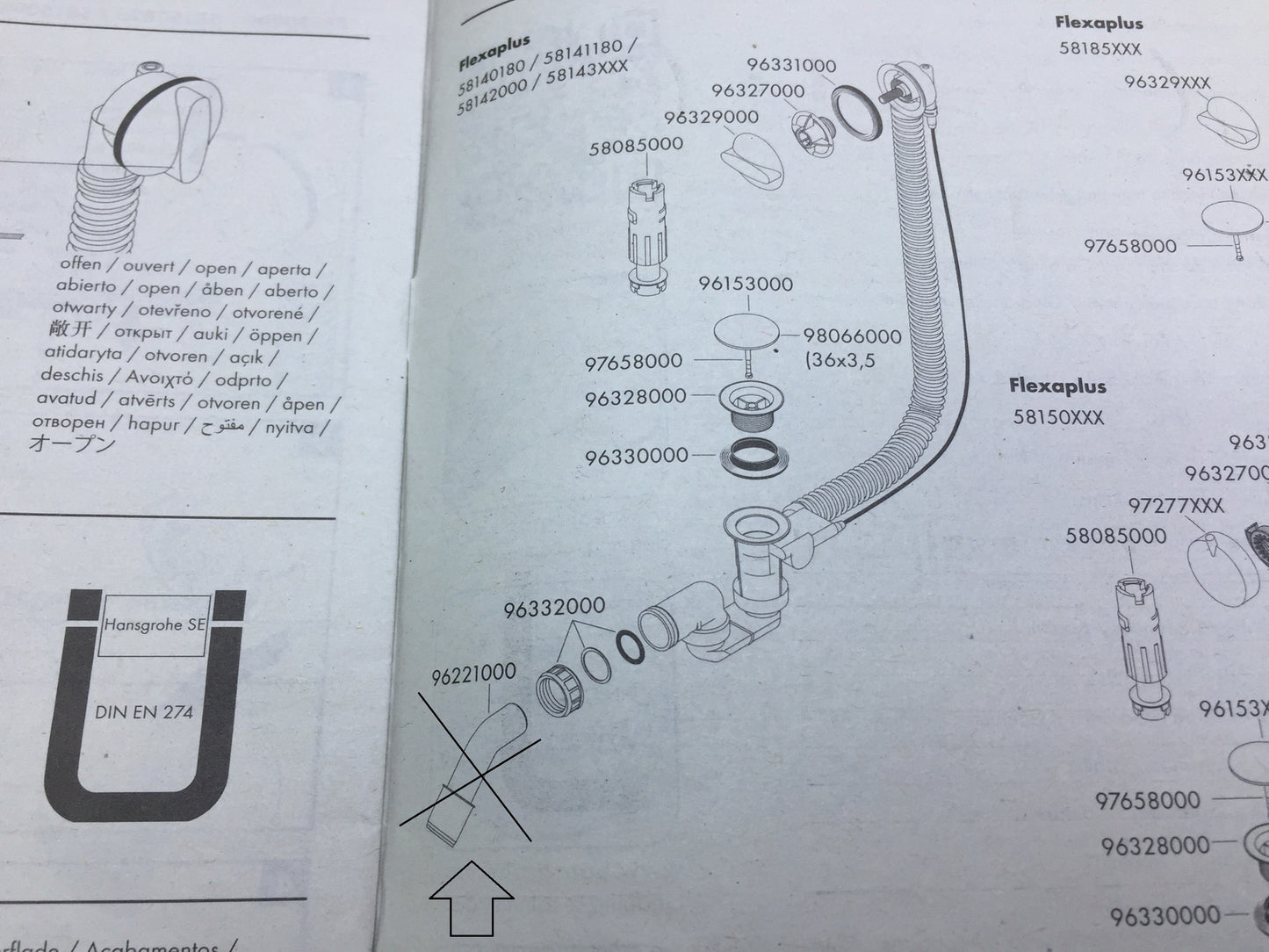 Hansgrohe Flexaplus Set Ab- und Überlaufgarnitur 58143000, I28143