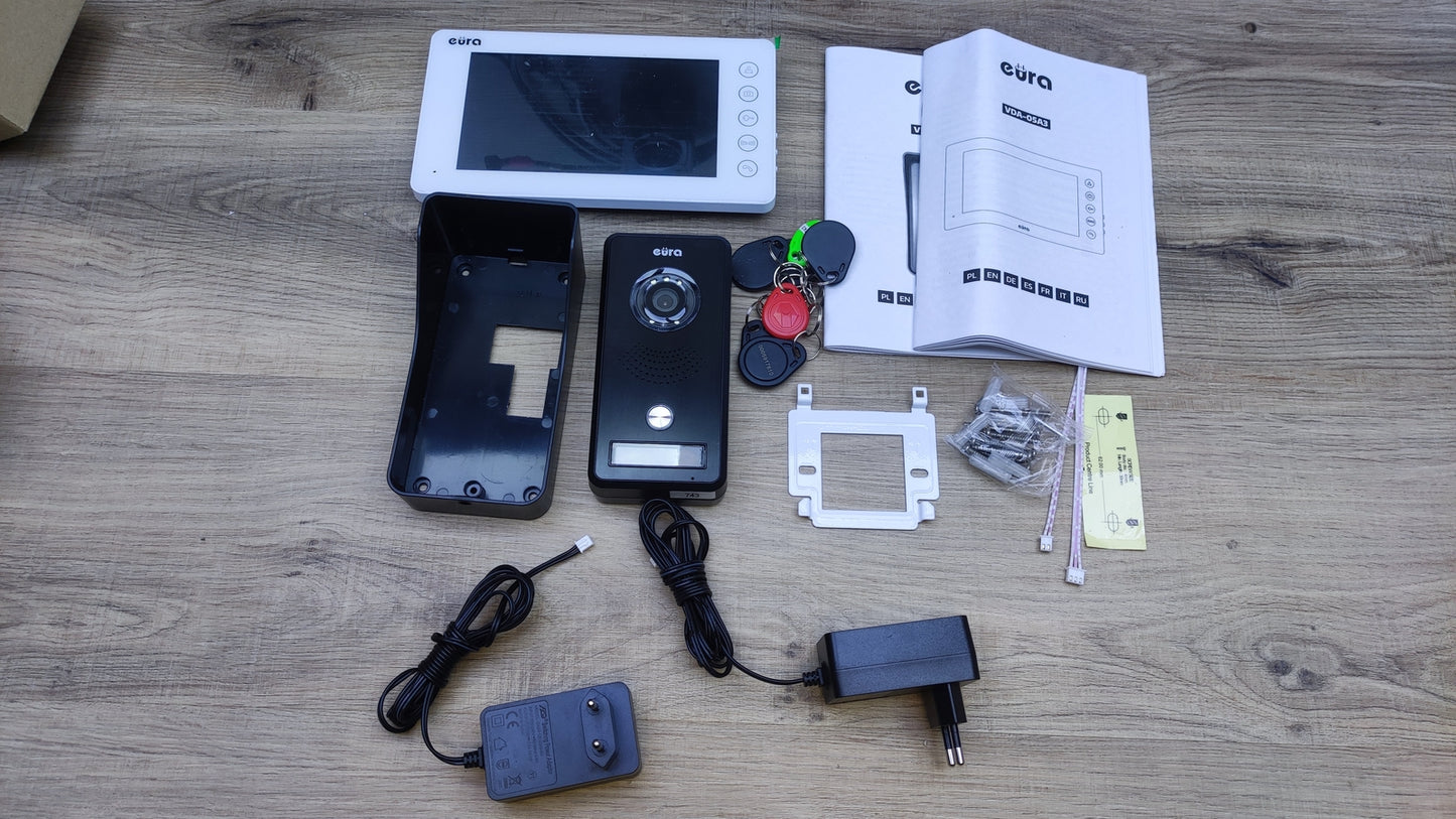 EURA VDP-76A3 Alpha video door intercom, 7-inch color monitor, RFID, I30655