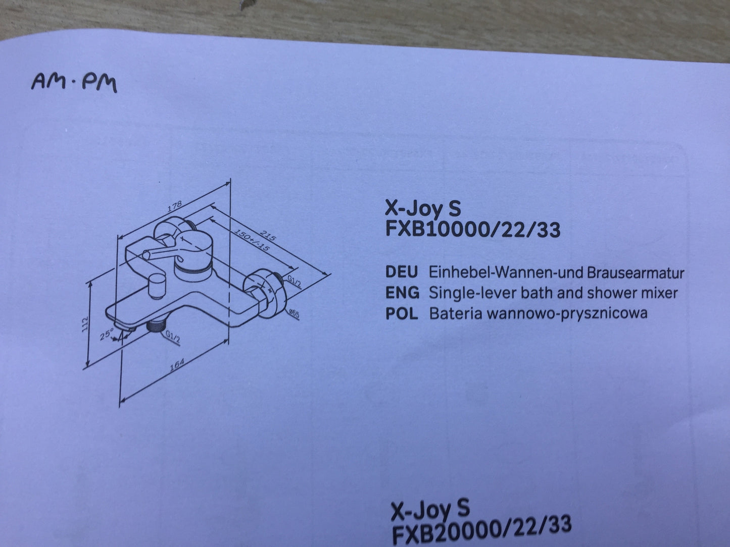 AM.PM X-Joy S Badewannearmatur, Chrom, I19718