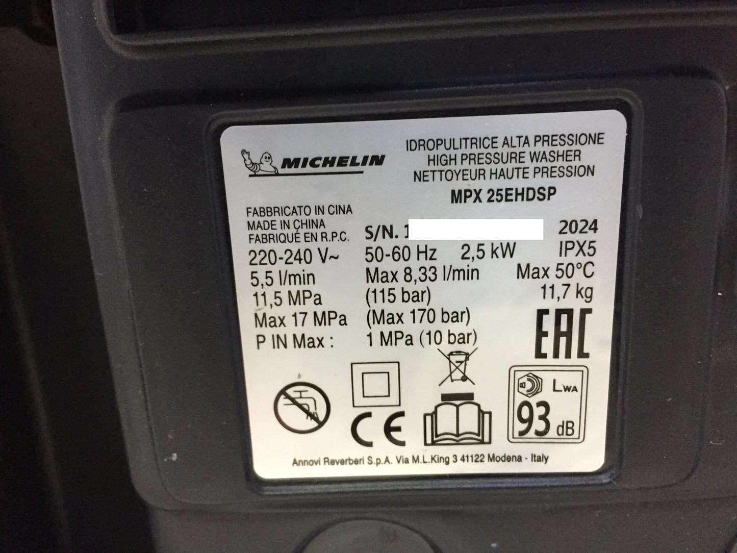MICHELIN MPX25EHDSP high-pressure cleaner 2500 W, I32109