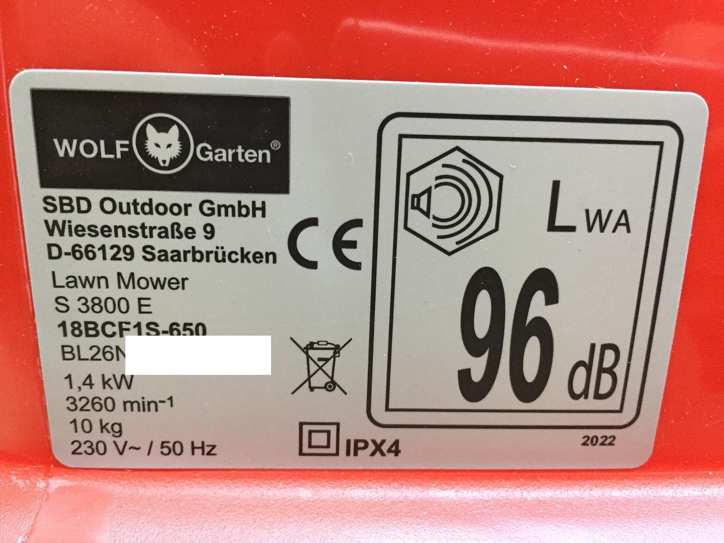Wolf-Garten Select 3800E Elektro-Rasenmäher 18BCF1S650, I33793
