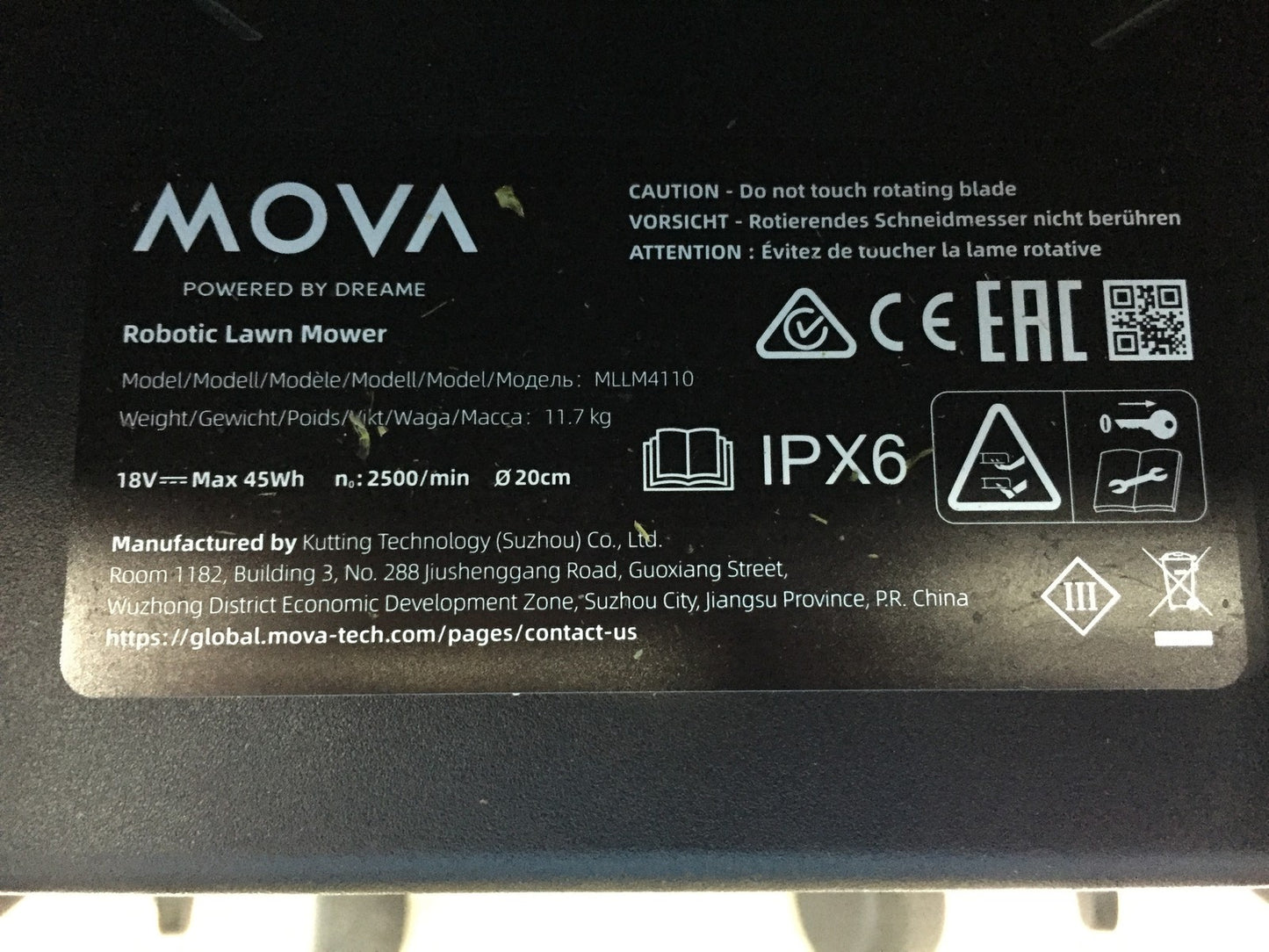 Dreame Mova 1000 robotic lawnmower (MLLM4110) up to 1,000 m² 3D LiDAR wireless Wi-Fi app