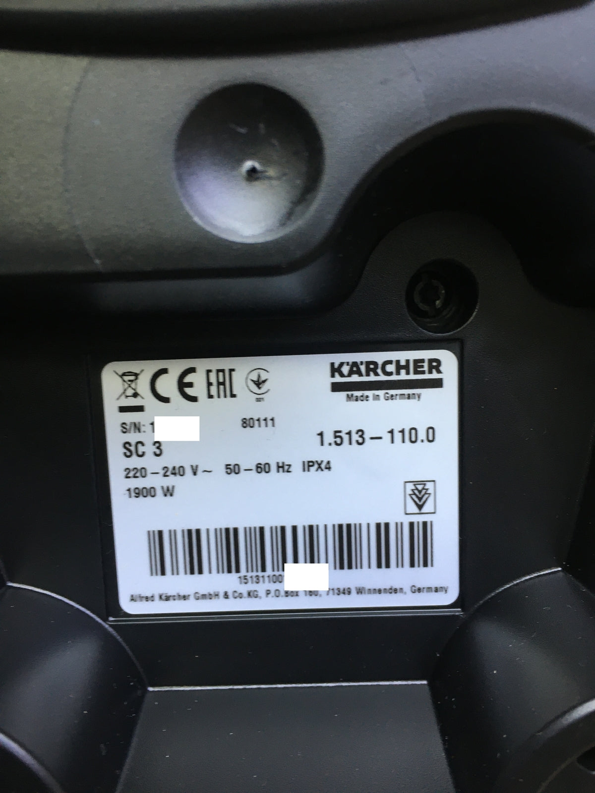 Kärcher SC3 EasyFix steam cleaner 1.513-110.0, I31244
