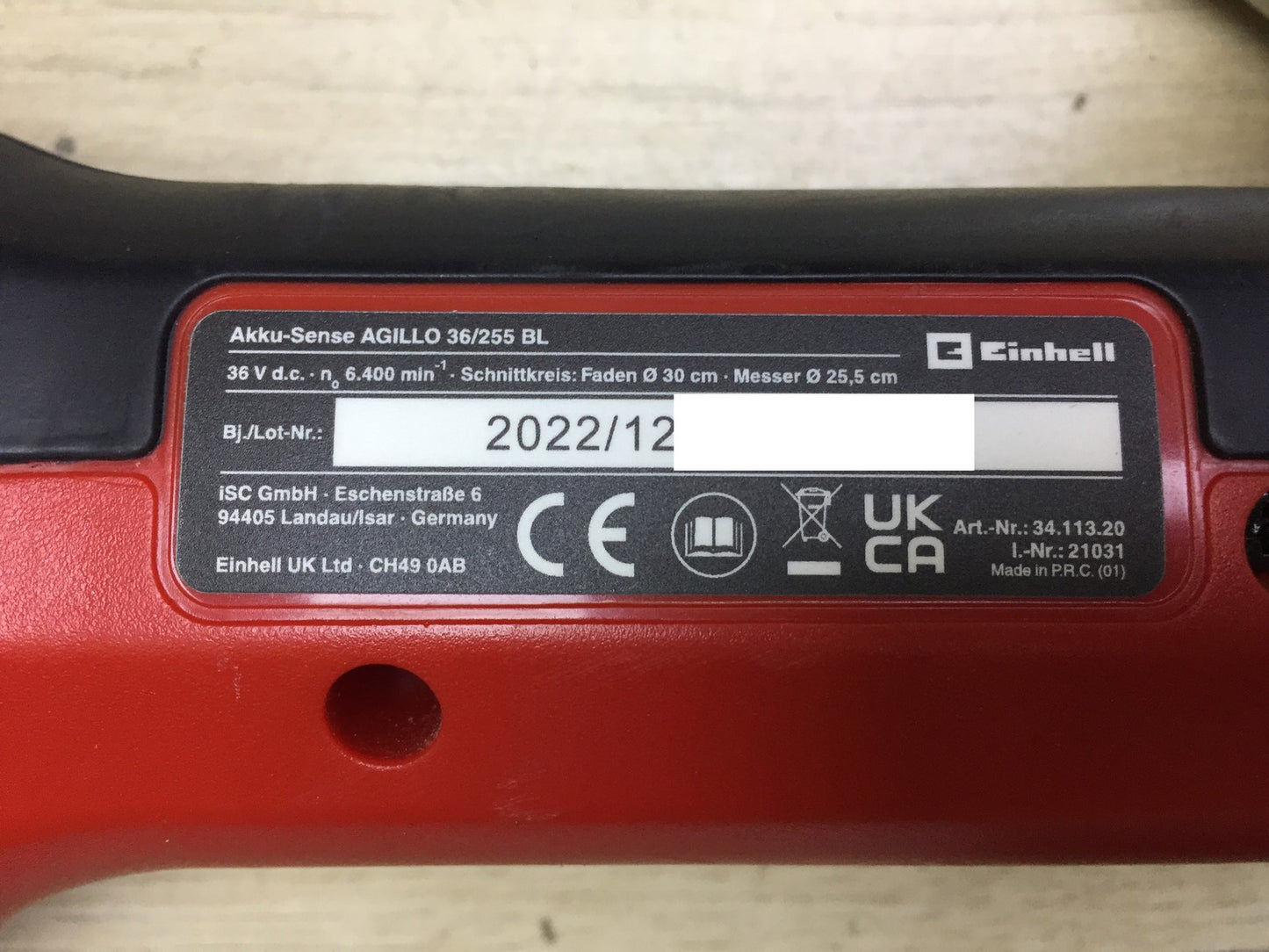 Einhell AGILLO 36/255 BL Cordless Grass Trimmer SOLO 3411320, I33046