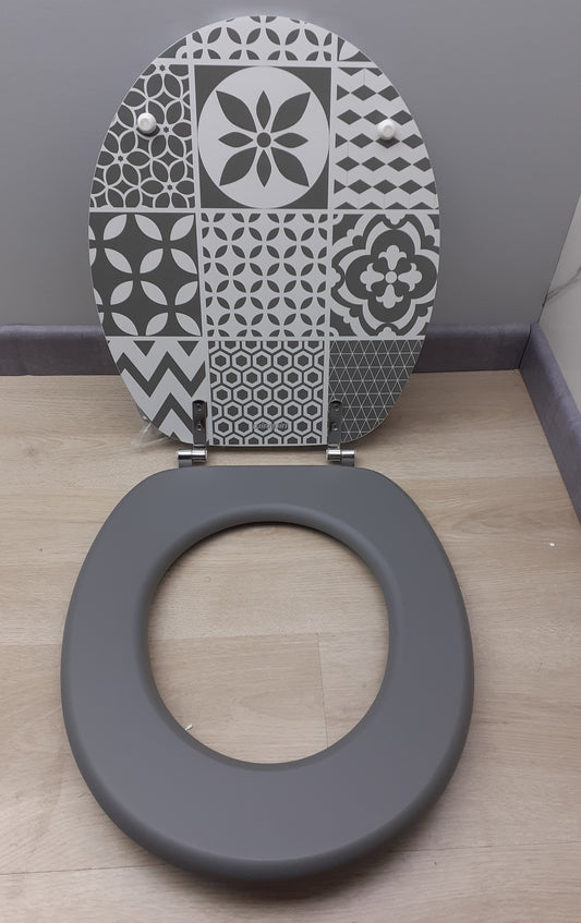 Wirquin Trendy Line Woody 20722706 WC-Sitz, Zementfliesen matt, I16587