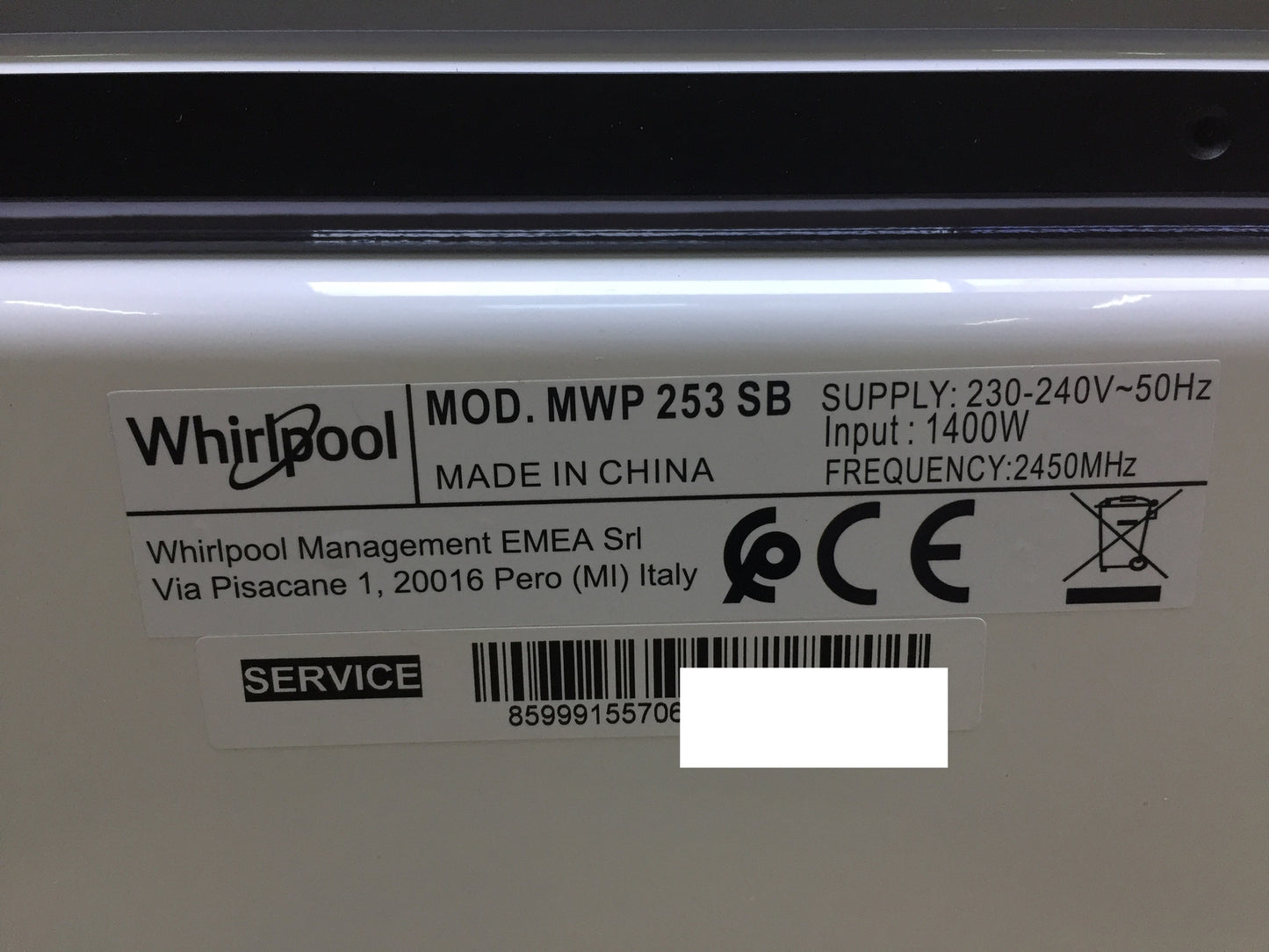 Whirlpool MWP 253 SB Mikrowelle, Schwarz, I30877