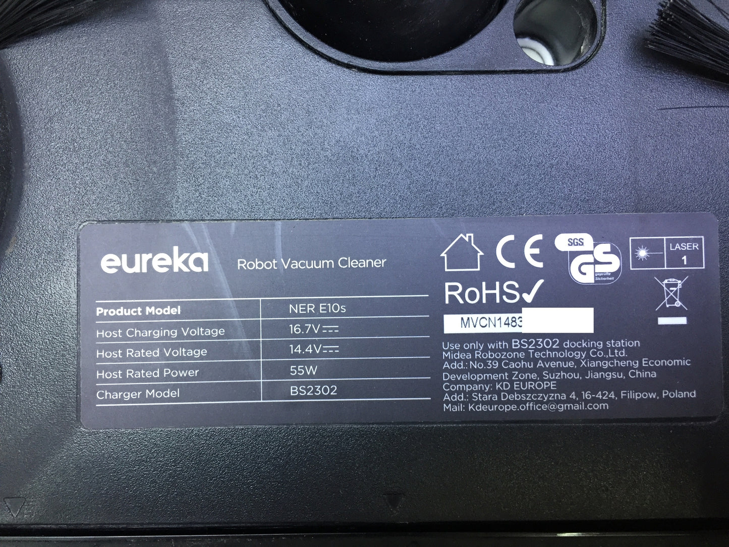 EUREKA NER E10s vacuum/mop robot with bagless vacuum station, I29630