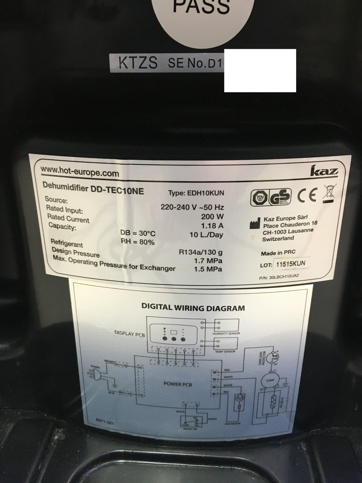 Duracraft DD-TEC10NE Luftentfeuchter bis 10L pro Tag, I31296