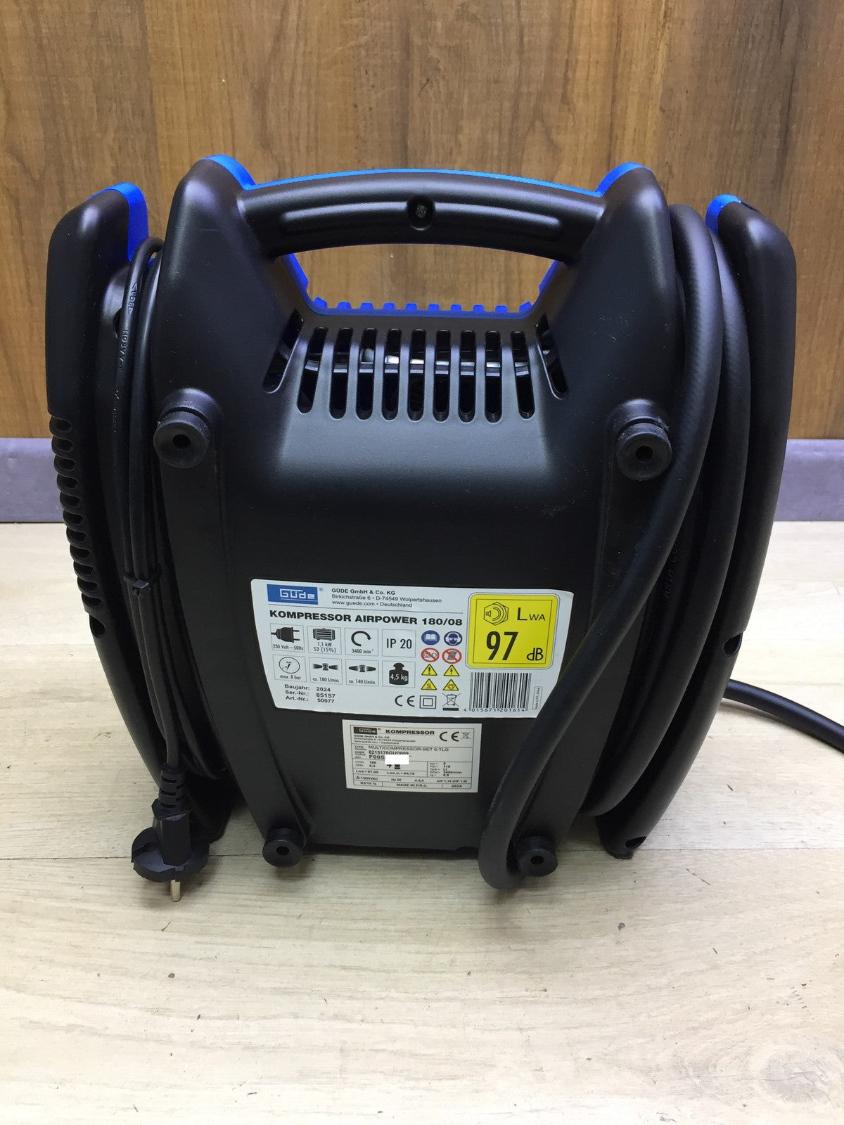 Güde Airpower 180/08 Mobile Electric Compressor 1.1kW (230V) 1.5PS, I33242