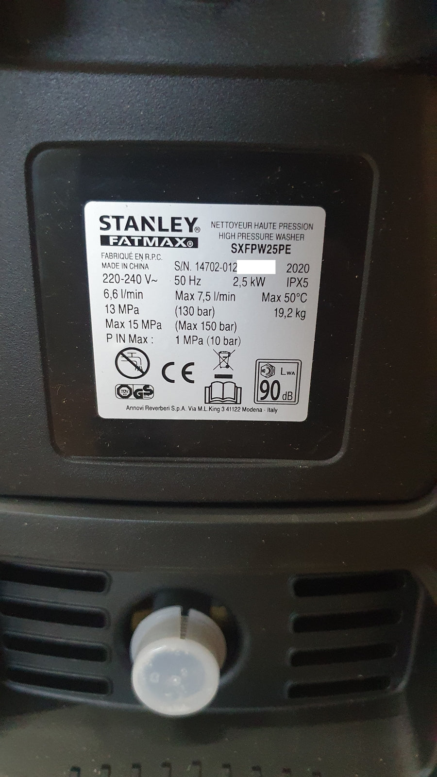 Stanley Fatmax SXFPW25PE Hochdruckreiniger, 2000 W, 140 bar, 440 l/h, I02654