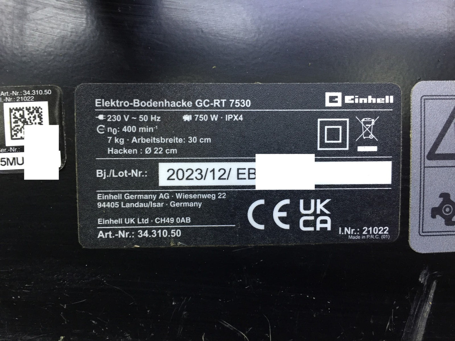Einhell Elektro-Bodenhacke GC-RT 7530, I34231