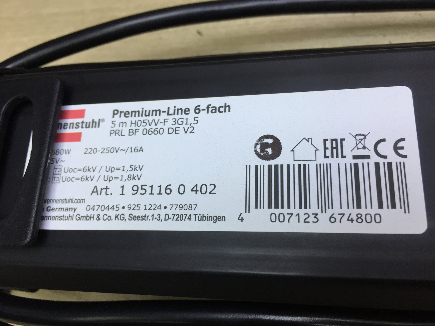 Brennenstuhl 1951160402 Premium-Line 6-way power strip, 5m cable, I32308