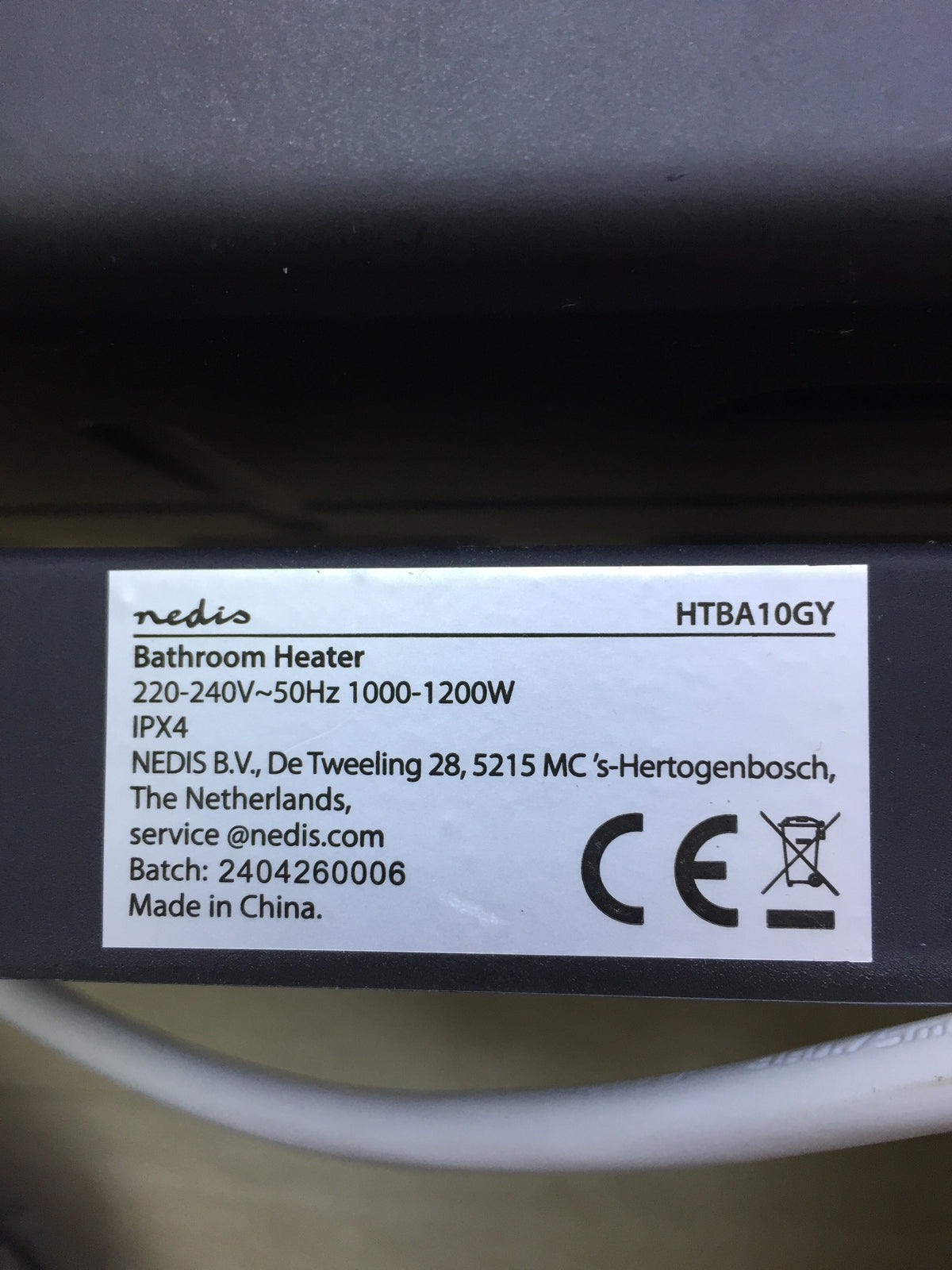 Nedis HTBA10GY Bathroom Heater, I29505