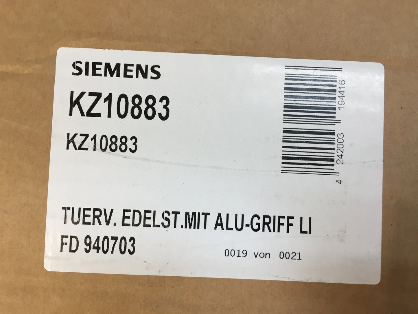 Siemens KZ10883 refrigerator accessories / stainless steel door panel, I13488