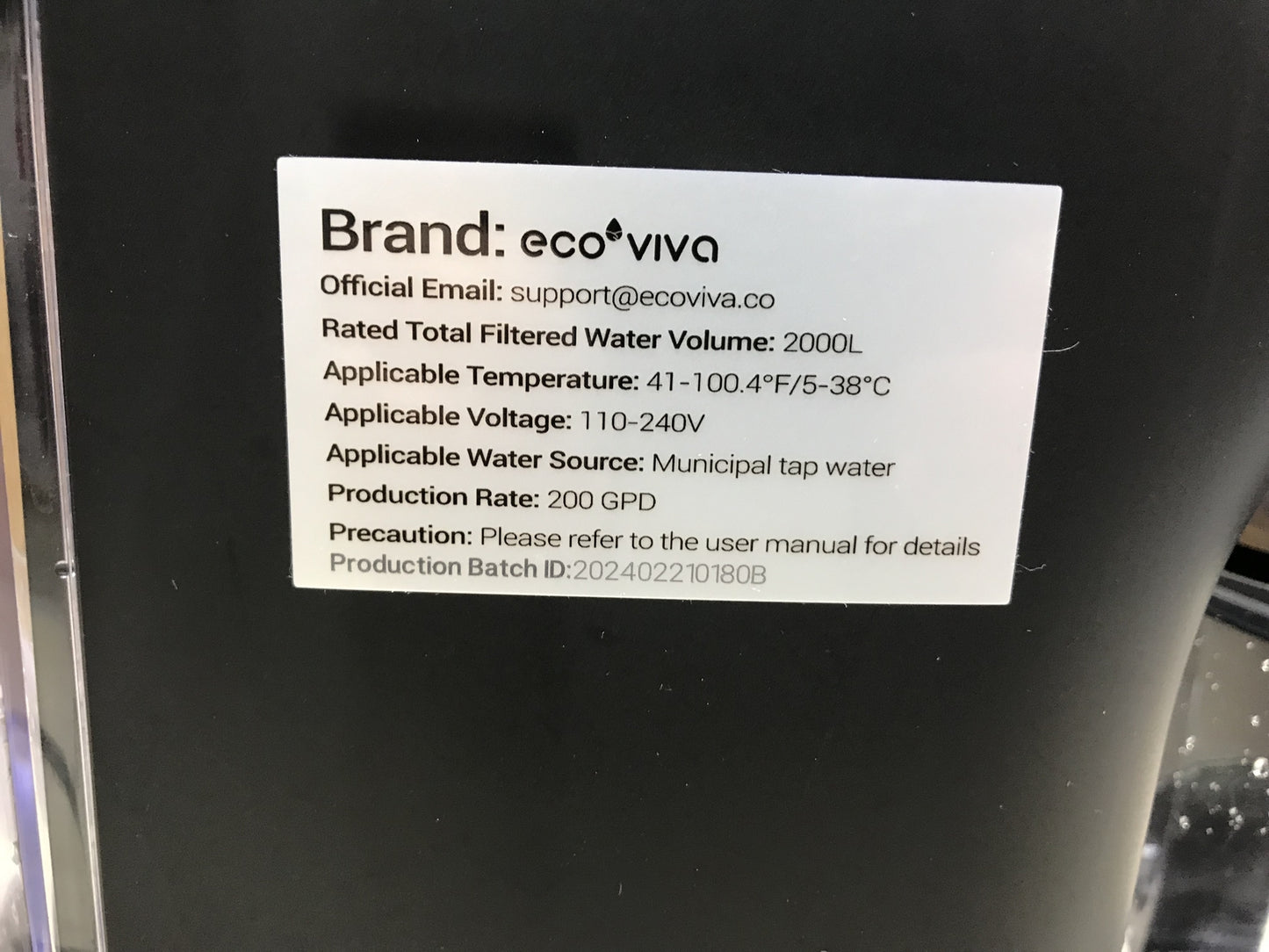 Ecoviva WP-RO-200G reverse osmosis system, drinking water reverse osmosis system, I31711