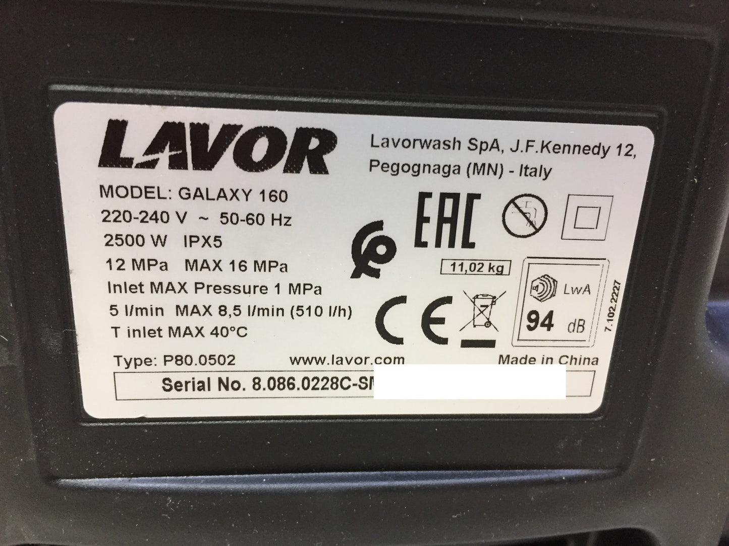 LAVOR GALAXY 160 high-pressure cleaner with hose reel, I33100