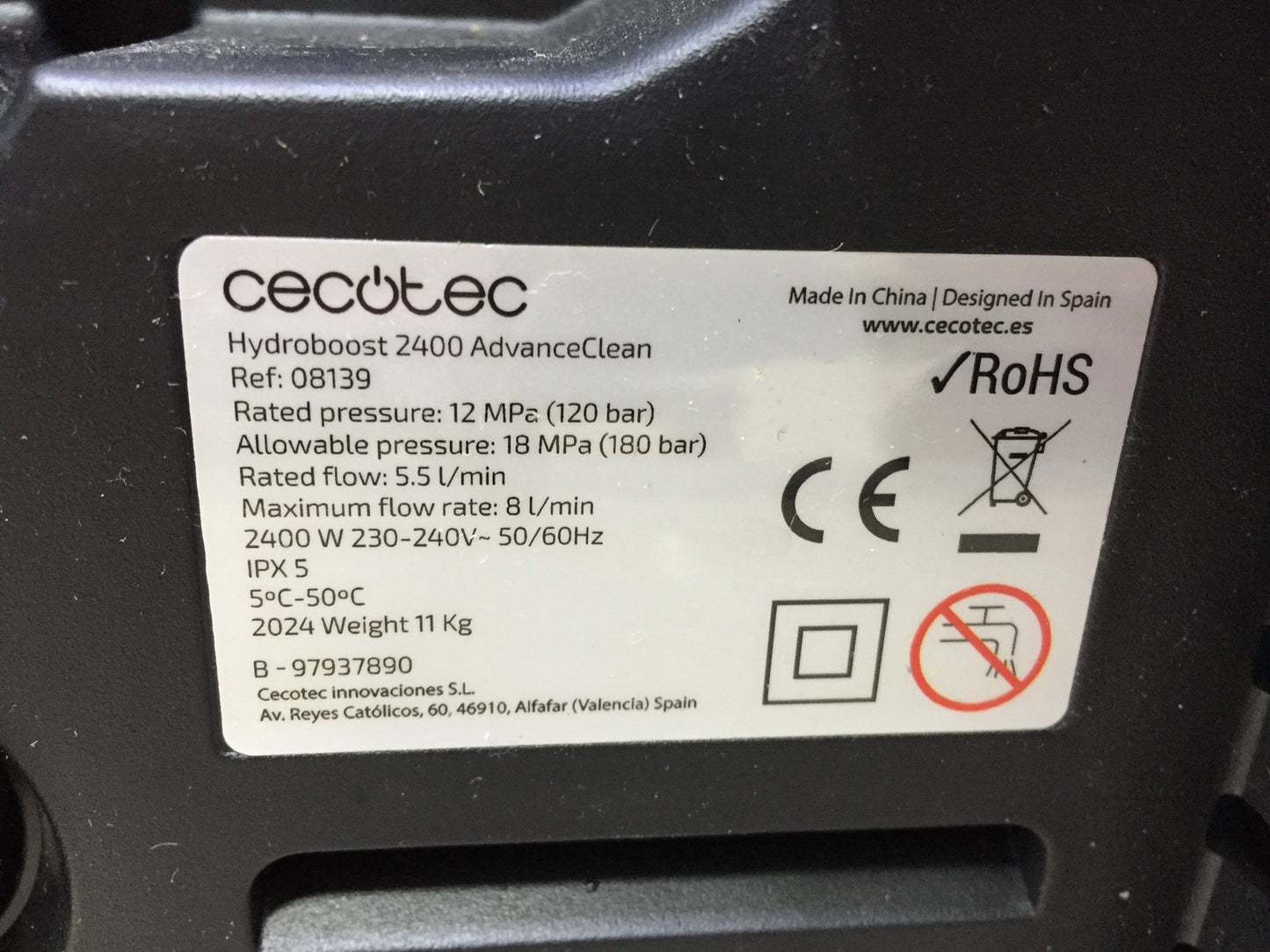 Cecotec 08139 Hochdruckreiniger HydroBoost 2400 AdvanceClean, 2400 W, I33315