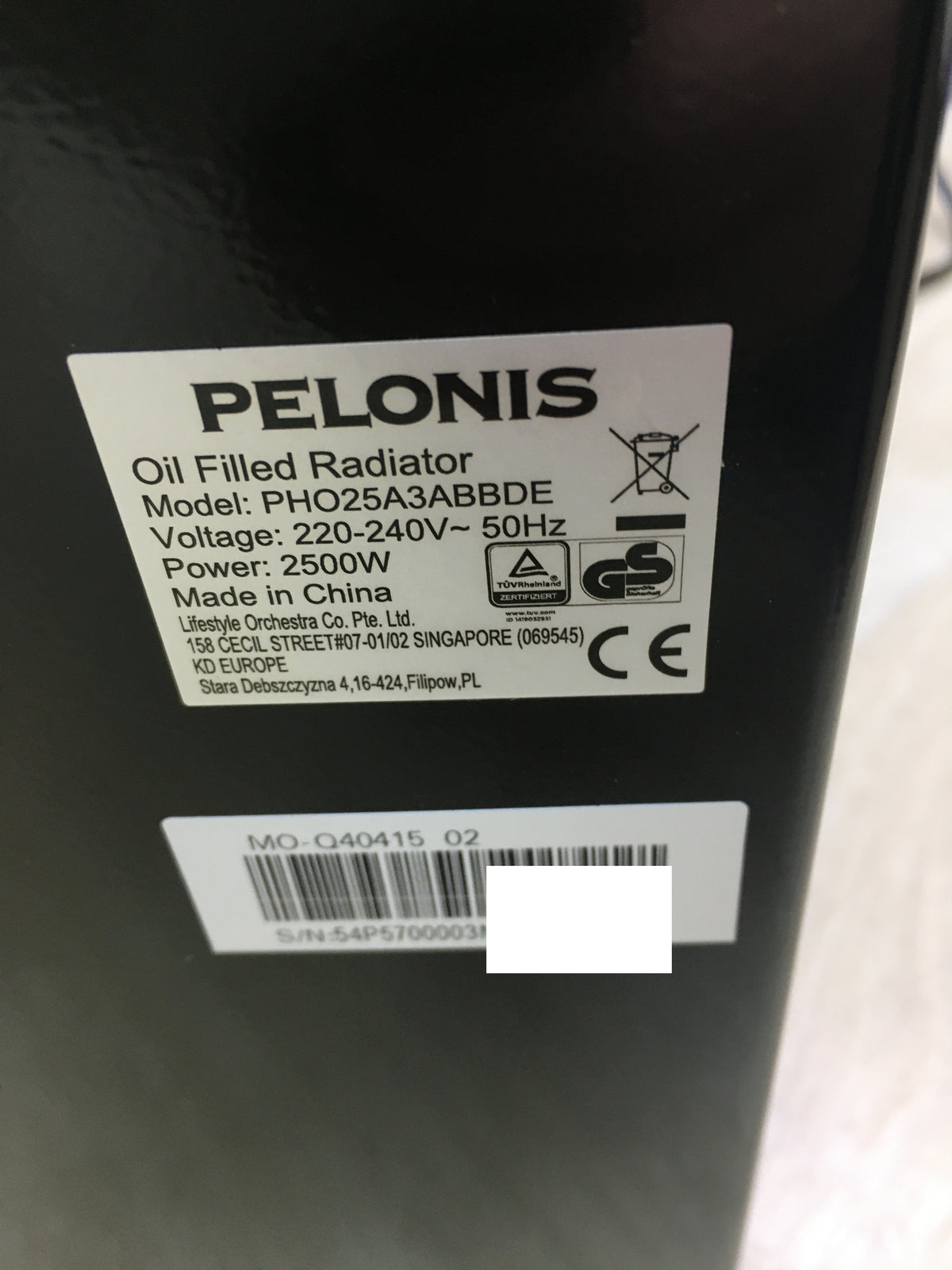 PELONIS PHO25A3ABBDE Oil-filled Radiator 2500 W, Energy Saving, 13 Fins, I30623