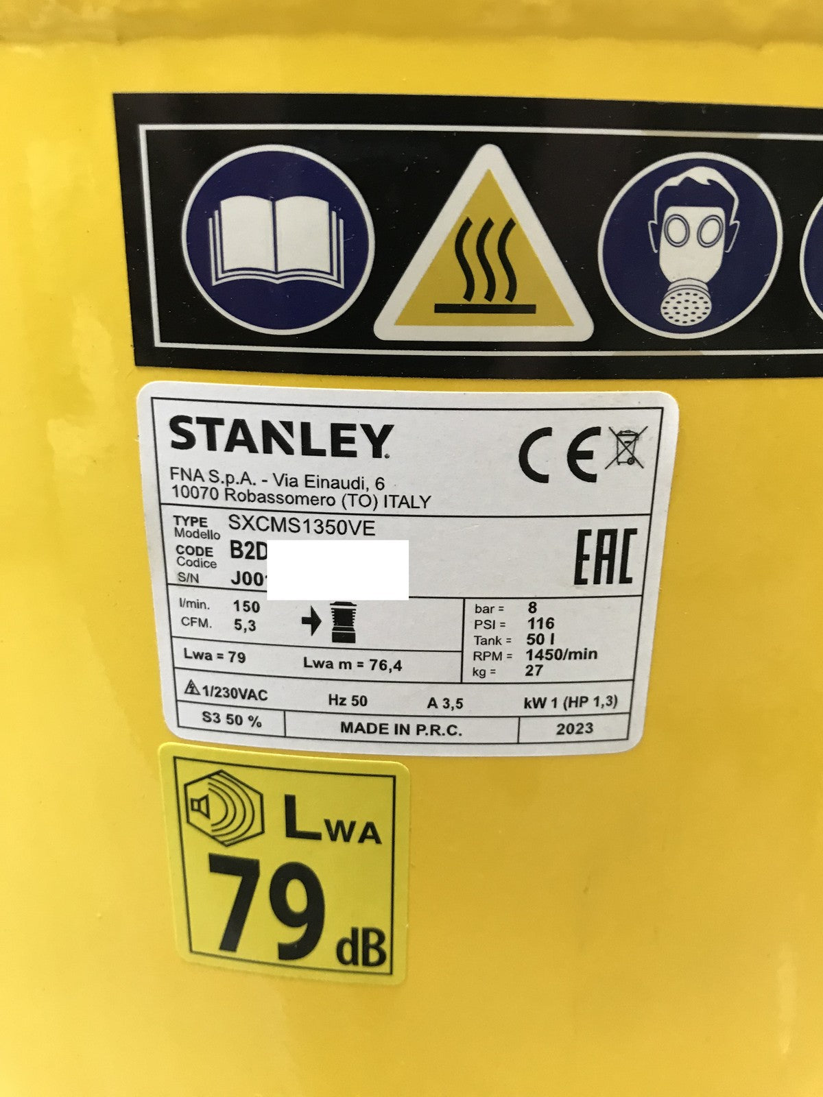 Stanley SXCMS1350VE Siltek Silent Air Elektro-Kompressor 50l 955W, I33050