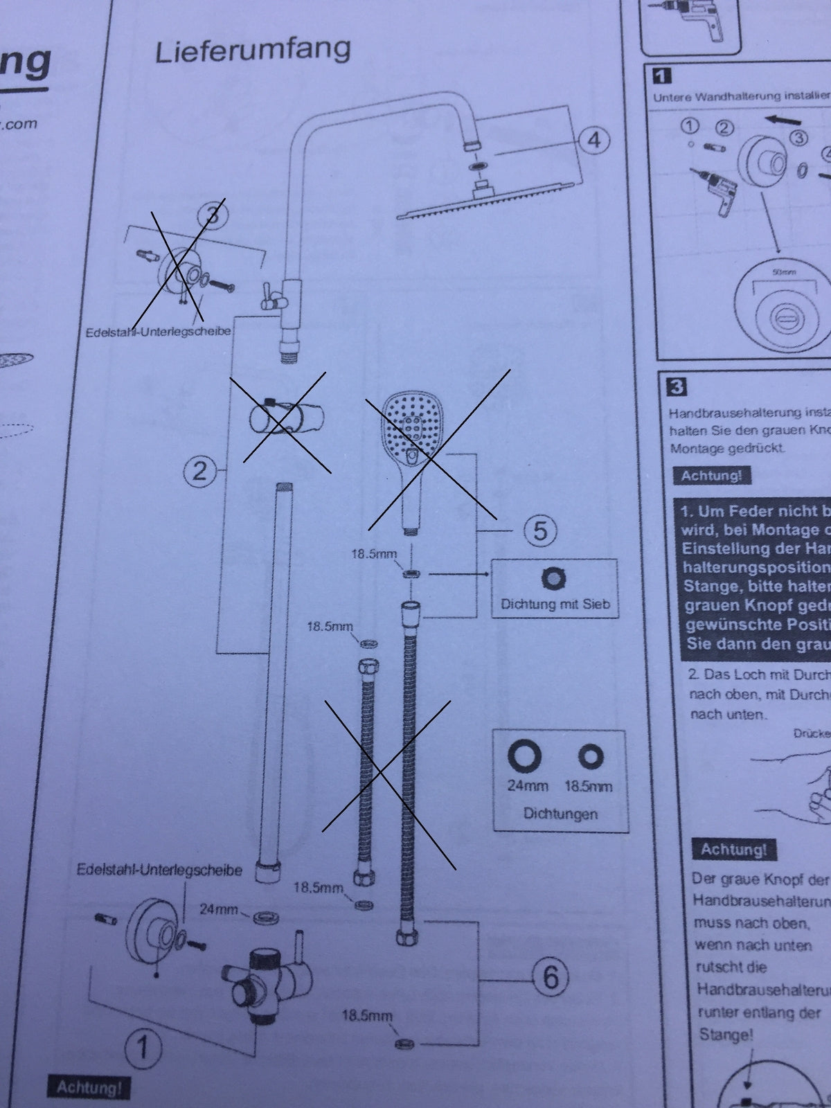 Görbach 3030MB Duschsystem mit Umschalter matt schwarz, I19576