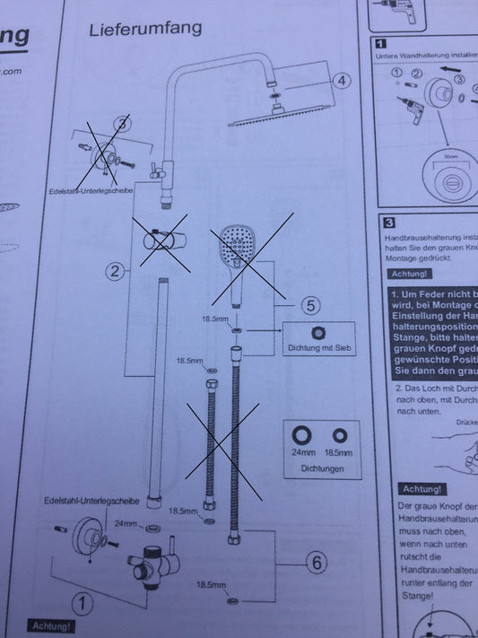 Görbach 3030MB Duschsystem mit Umschalter matt schwarz, I19576