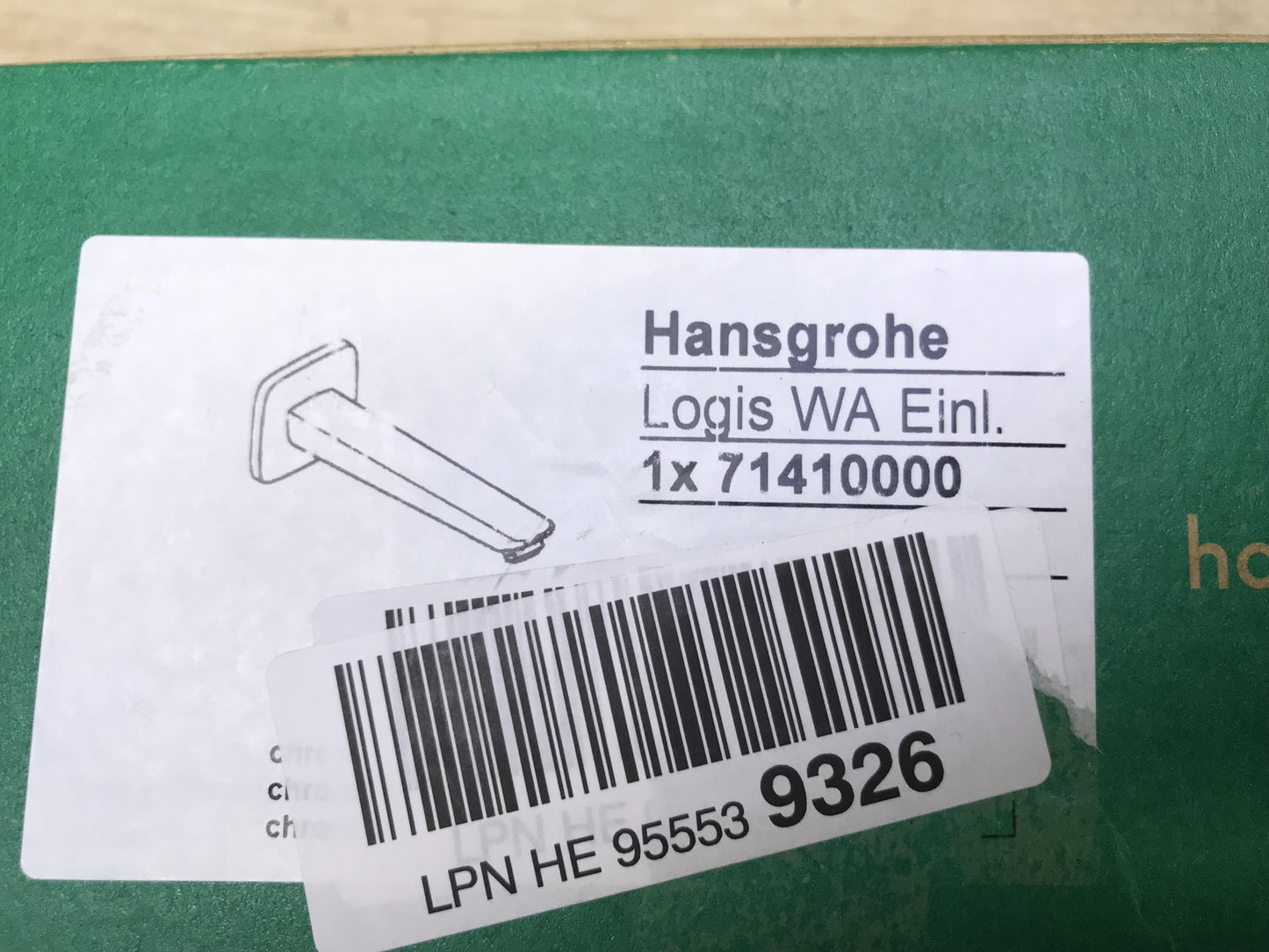 hansgrohe Logis bath spout 71410000, spout 195mm, wall mounting, I33048
