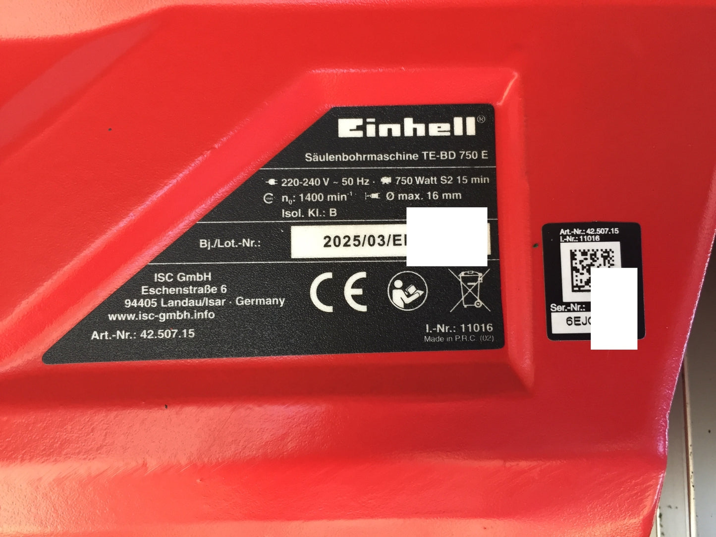 Einhell TE-BD 750 E pillar drill (4250715), I32823