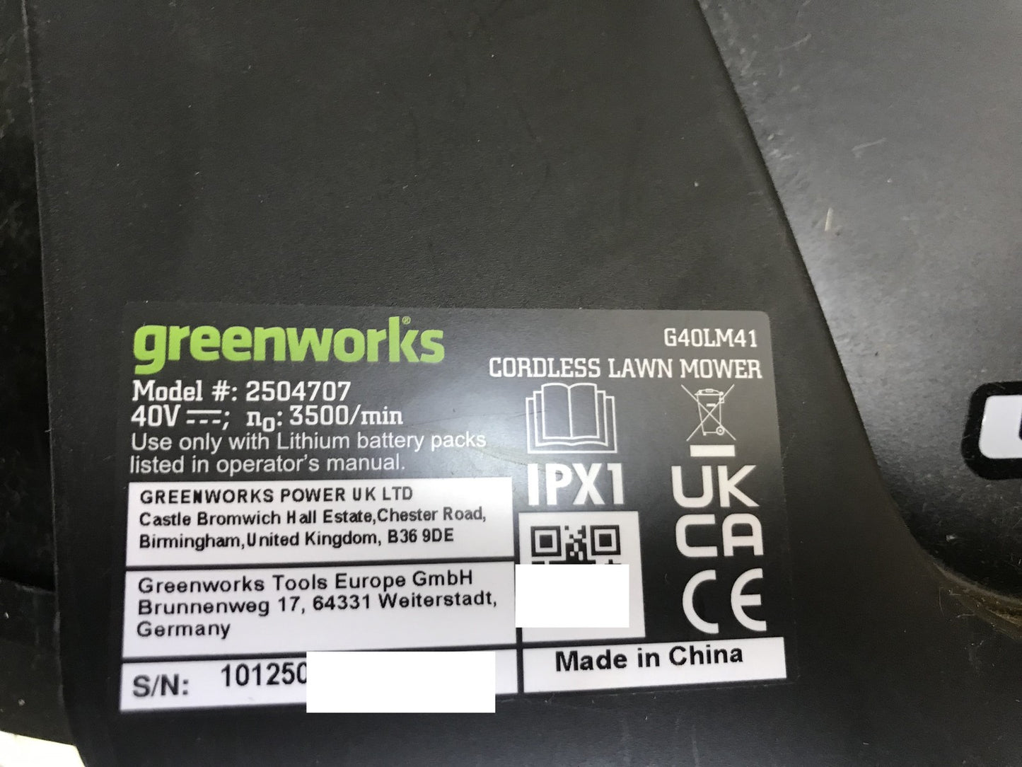 Greenworks G40LM41 Cordless Lawn Mower 2504707, 2x Batteries, 40V, up to 500m², I32933
