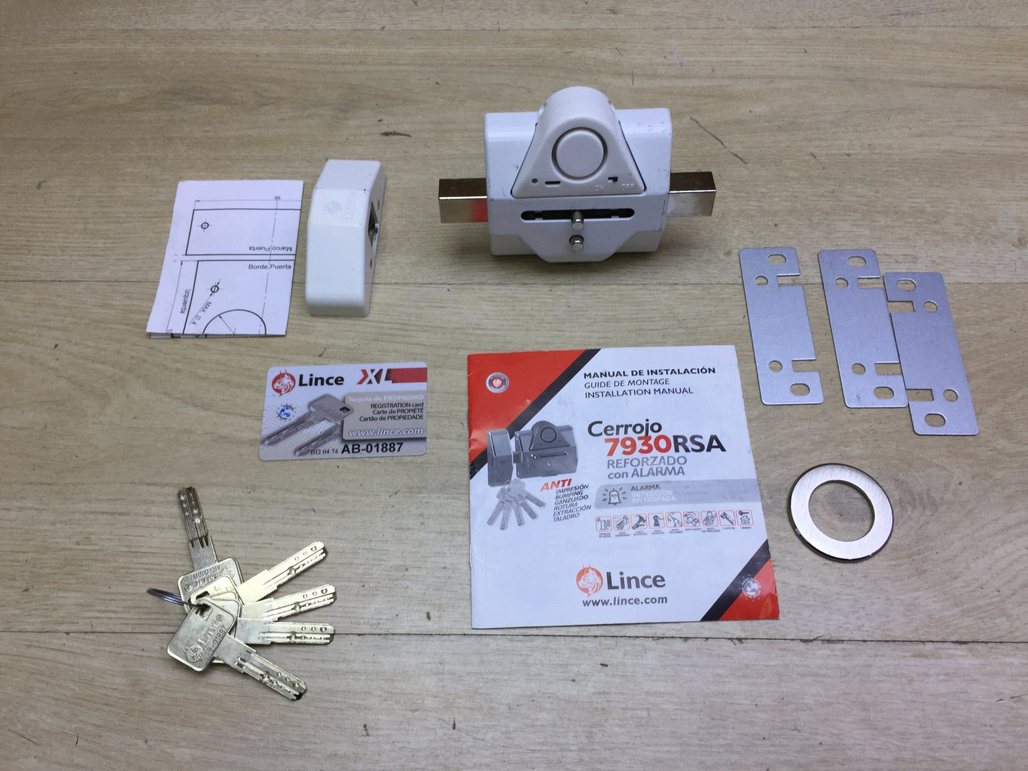 Lince Security Anti-Shock Lock with Alarm, Alloy Steel, White, I31755