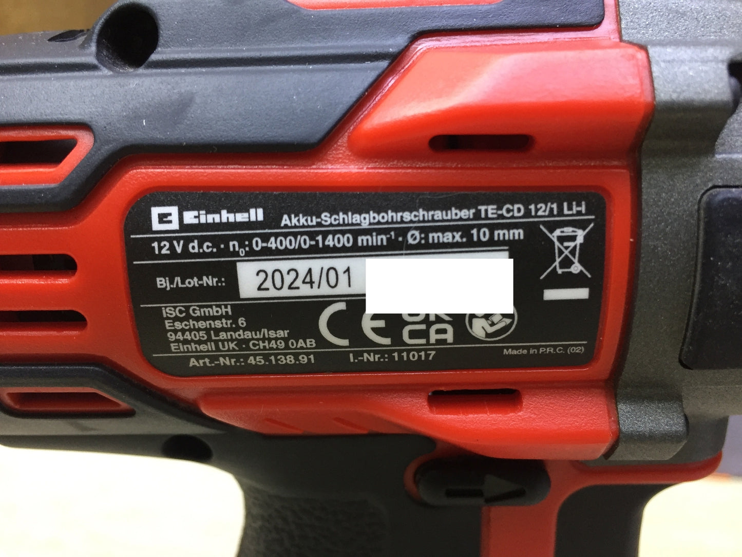 Einhell Cordless Impact Drill TE-CD 12/1 Li-i (4513891), 1x2.0Ah, I30450