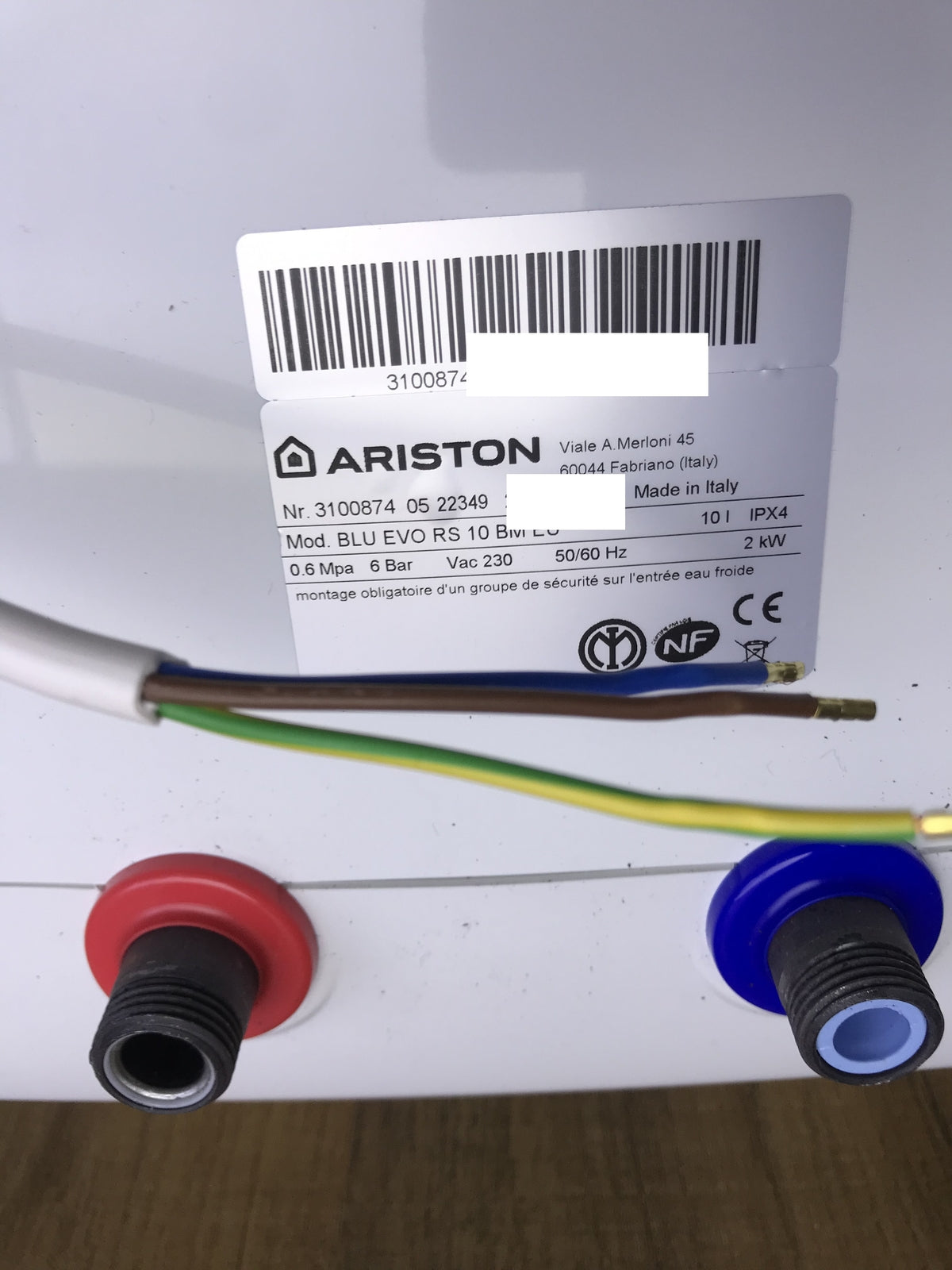 Ariston Blu Evo RS 10 BM EU Wassererwärmer 3100874, 10L, EEK:A, I31800