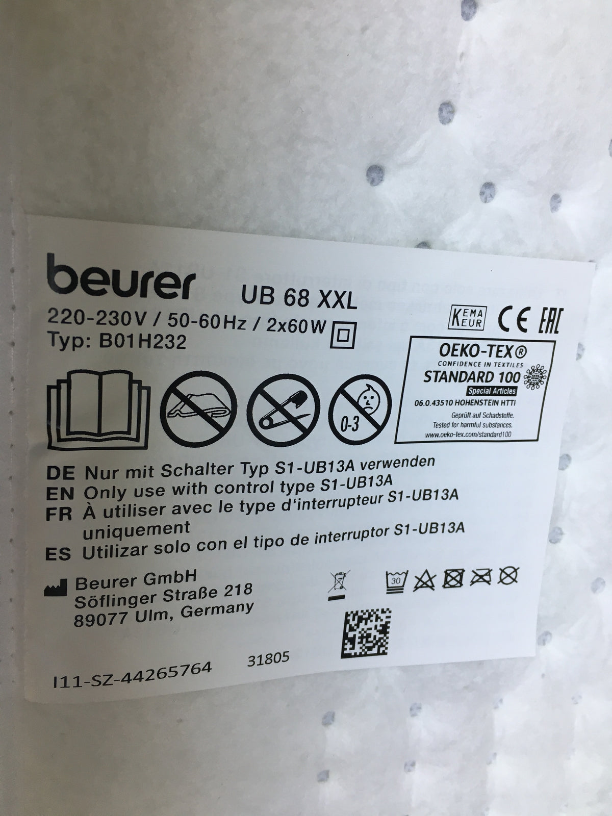 Beurer UB 68 heated underblanket, XXL, I31197