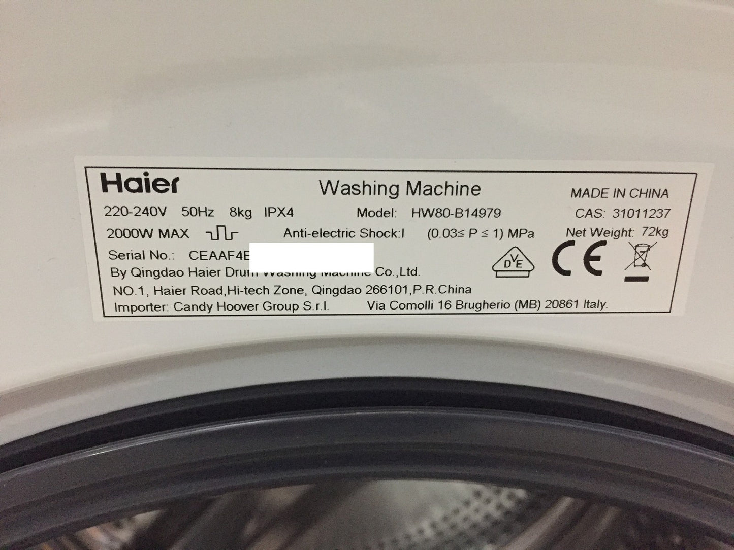 HAIER HW80-B14979 Frontlader Waschmaschiene 8 Kg EEK: A I34452
