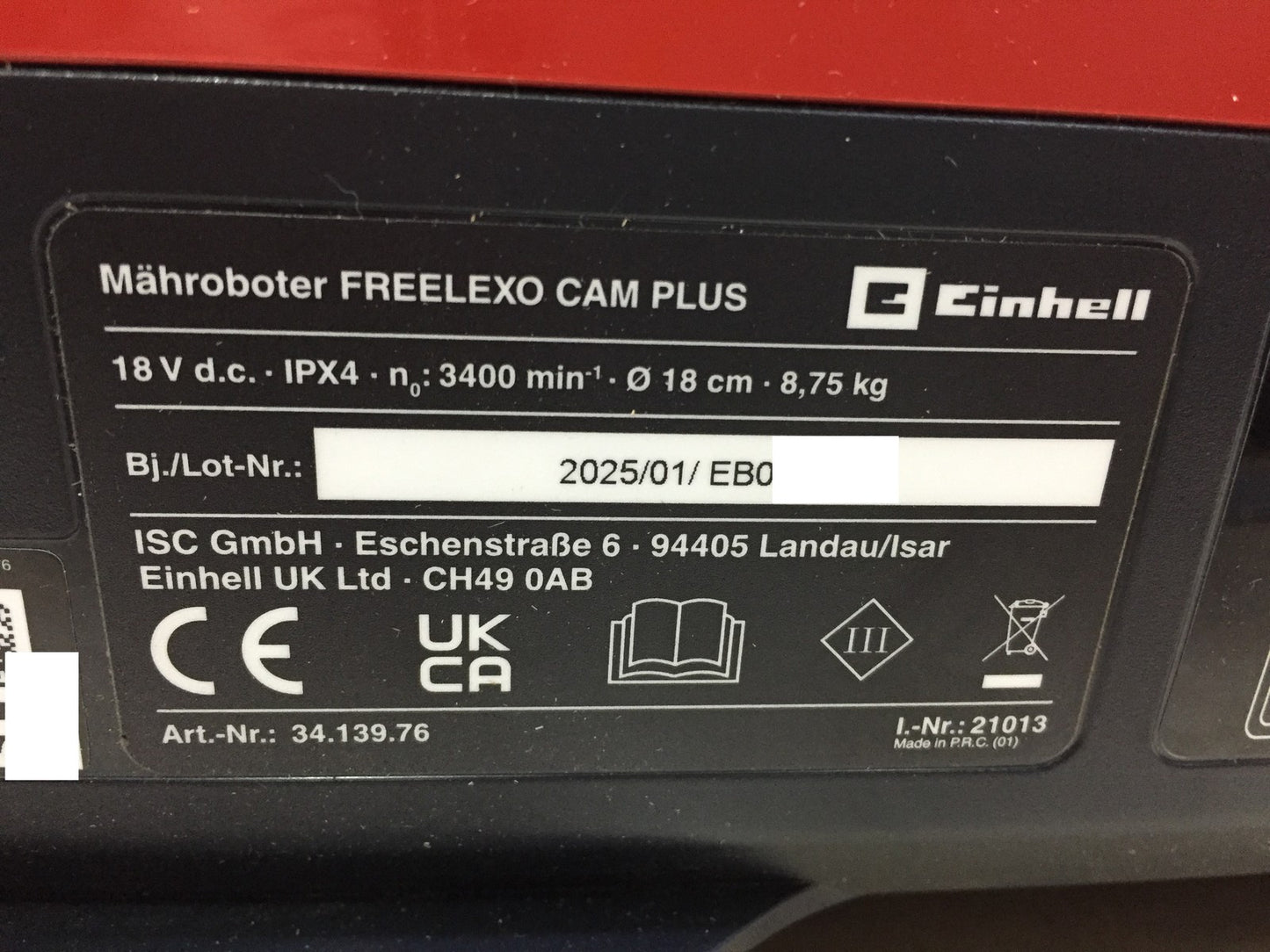 Einhell robotic lawnmower FREELEXO CAM PLUS, 18 V, for 600 m², I33350