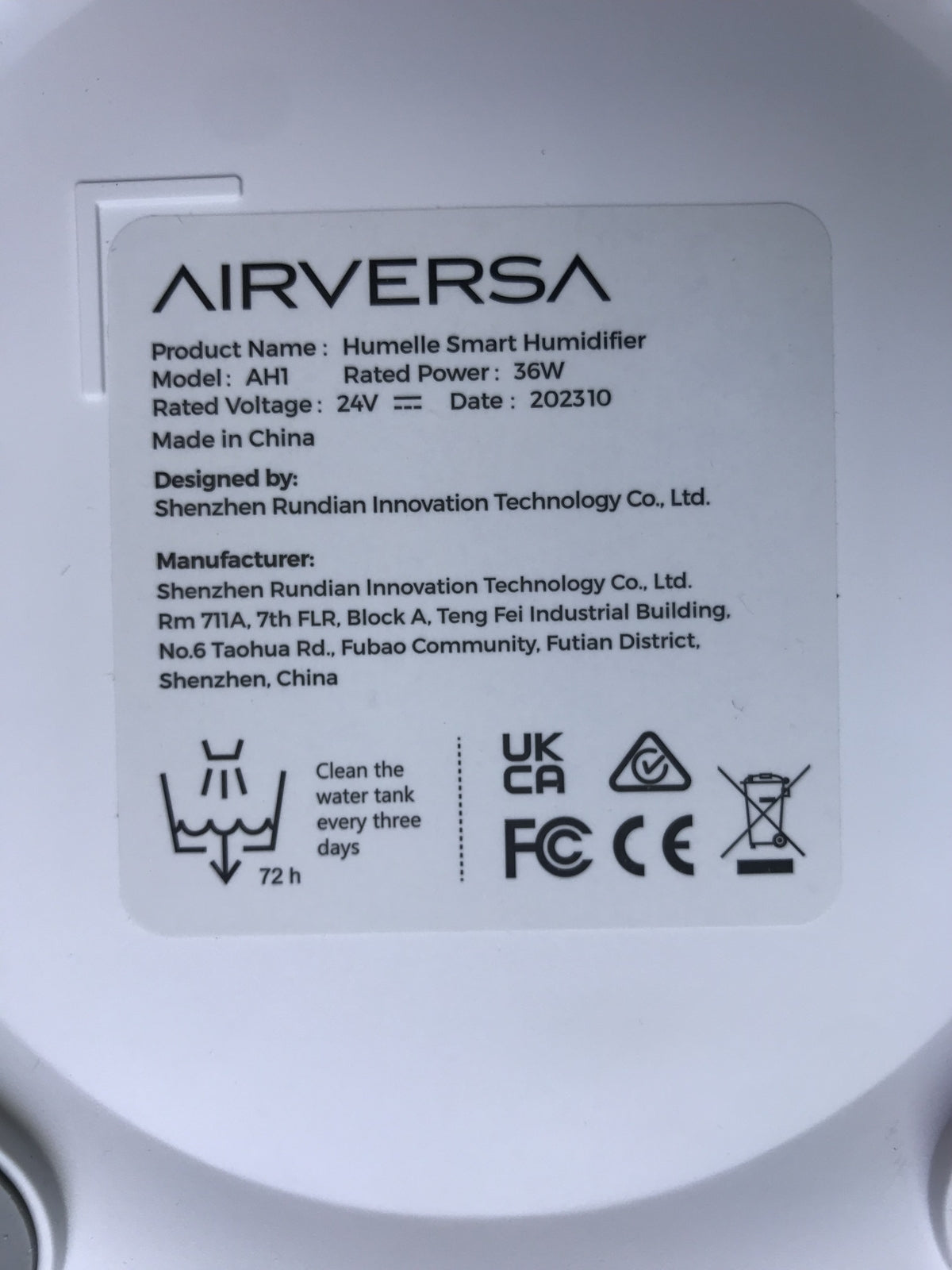 Airversa AH1 humidifier, 5.5L, for rooms up to 50 m2, I30329