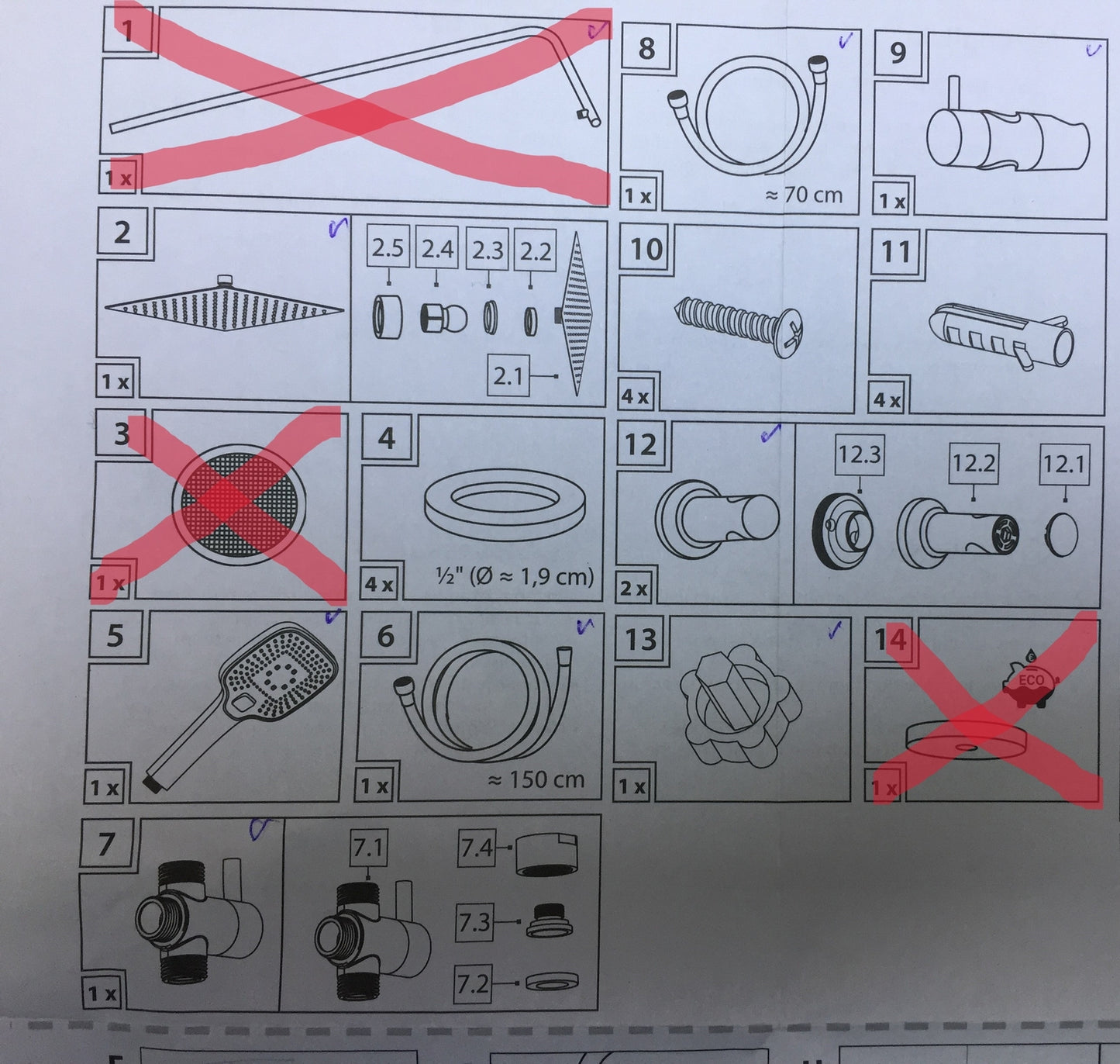 EISL EASY DELUXE shower set DX12011, shower system without fittings, I32566